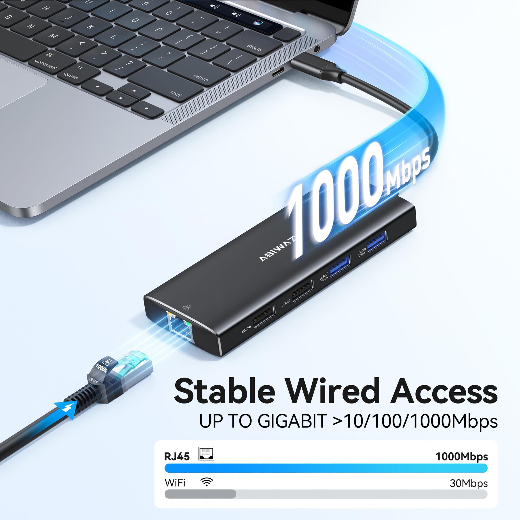 USB C Hub Multiport Adapter,10 in 1 USB C to USB HDMI Ethernet Hub USB C Dongle for MacBook Pro/Air, iPad Pro,Dell with 4K@60Hz HDMI+Ethernet+4USB+1USB-C Data Port+SD/TF Card Reader+100W PD (Black) - Image 4