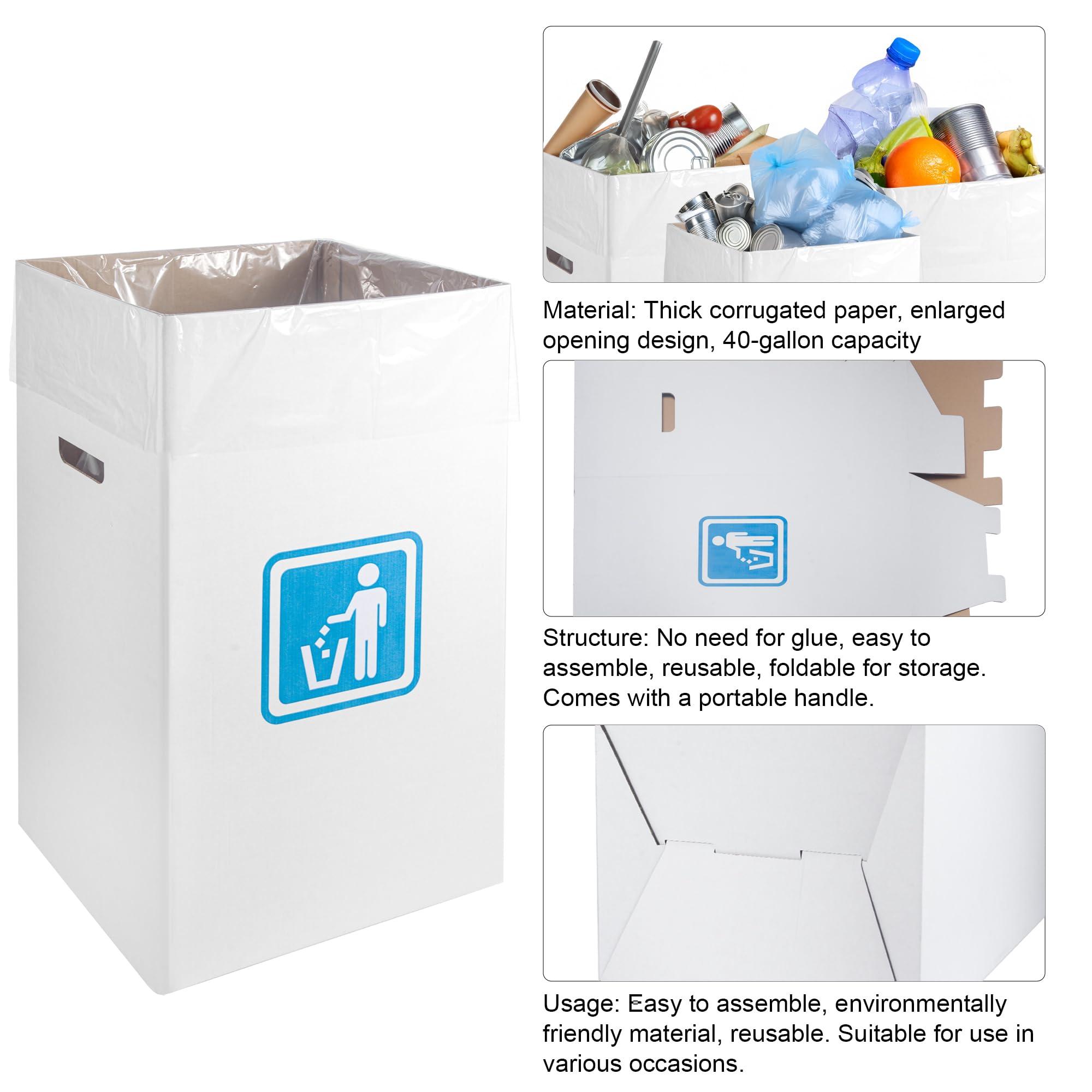 40 Gallon cardboard trash cans for events (Pack of 10)， With 20 Liners Included，Be applicableOutdoor Events pop up trash cans for parties，Reusable Portable Garbage Can - Image 4