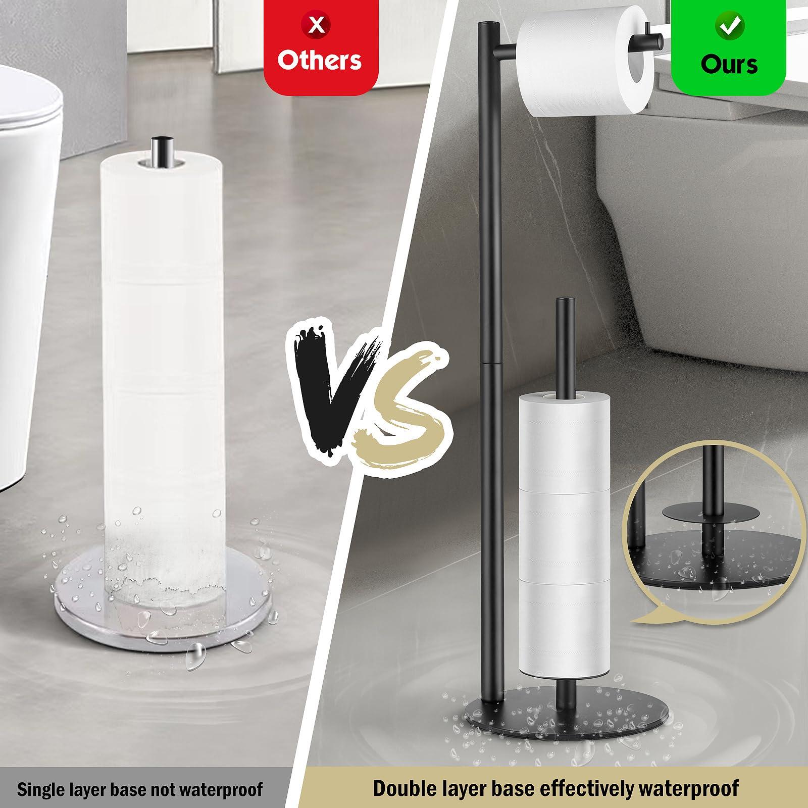 Toilet Paper Holder Stand, Toilet Paper Storage Standing, Standing Toilet Paper Stand, Standing Toilets Paper Holder with Storage, Bathroom ToiletPaper Roll Stand - Image 4