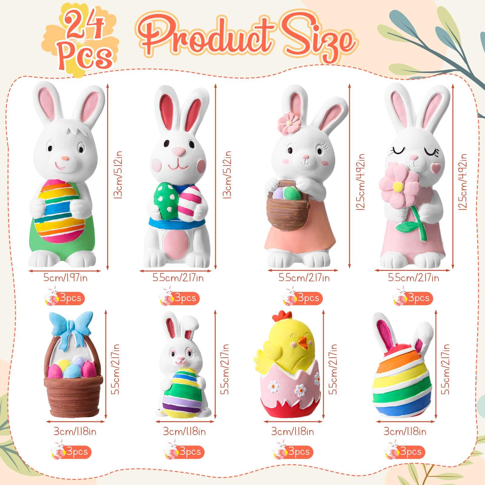 Zubebe 24 Pcs Easter Paint Your Own Bunny Statues Bulk Ready to Paint Ceramics Bunny Ceramics to Paint Bunnies Gifts Unpainted Plaster Bunny Figurines Easter Basket Stuffers Easter Party Favors - Image 2