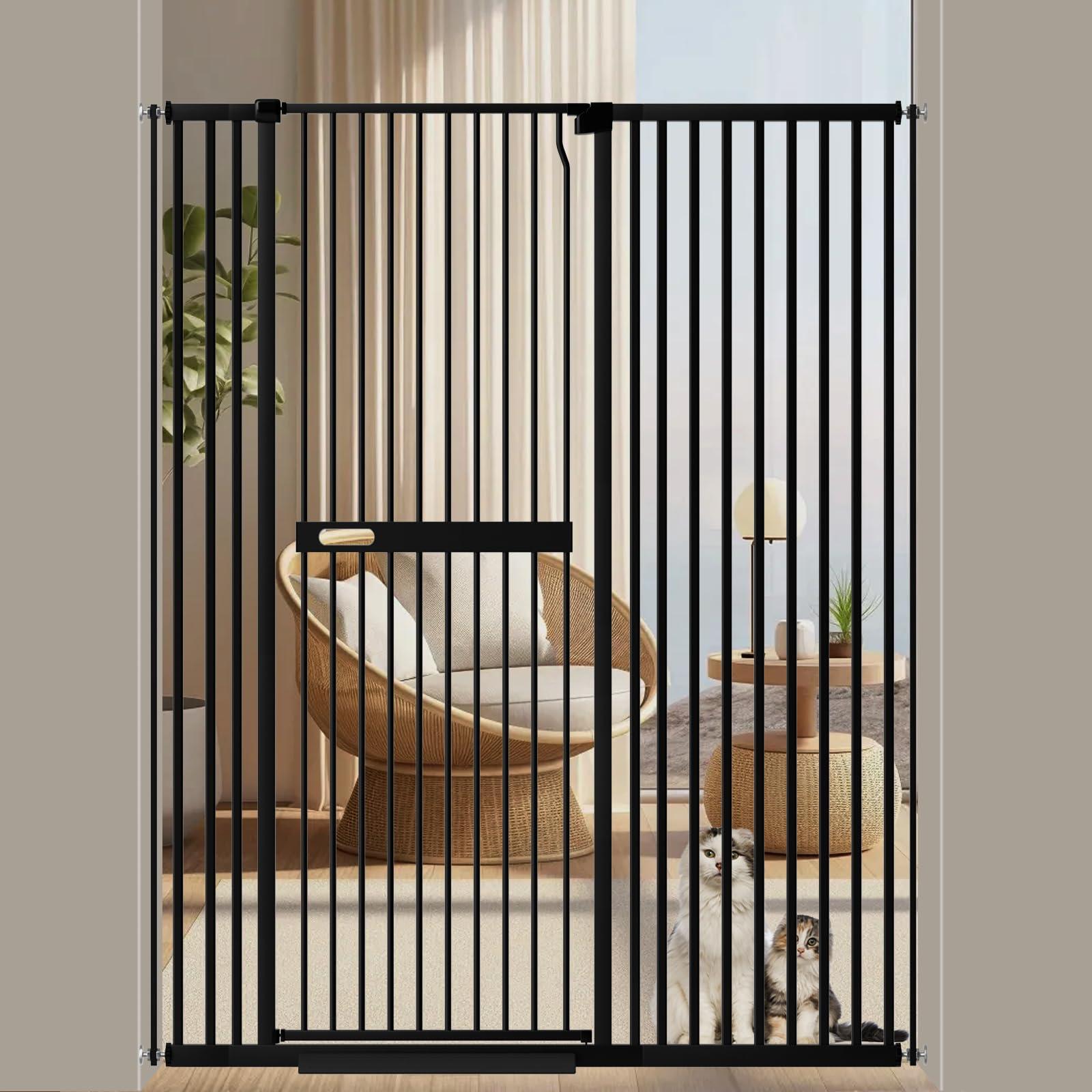 Foreng 61.02" Extra Tall Gate Wide Pressure Mounted Metal Cat Gates for Doorways