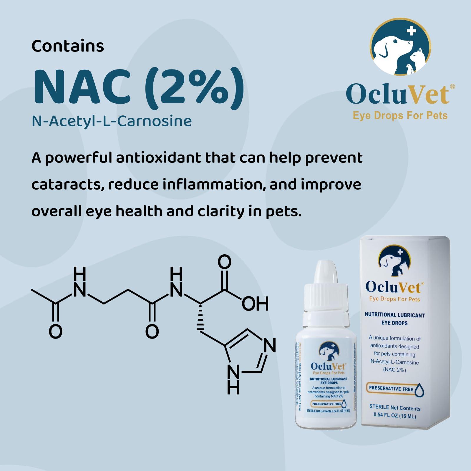 OcluVet Eye Drops for Pets | Clinically Studied Antioxidants for Pets with Cataracts | Made in The USA | Includes 2% N-Acetyl-L-Carnosine (NAC) | 16mL - Image 2