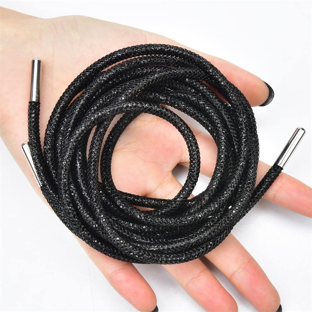 XINMILI Popular Shoelace 140Cm Round Rhinestone Rope Diamond Tube Trimming Diy Trouser Hoodie Drawstring Garment Accessories - Image 2
