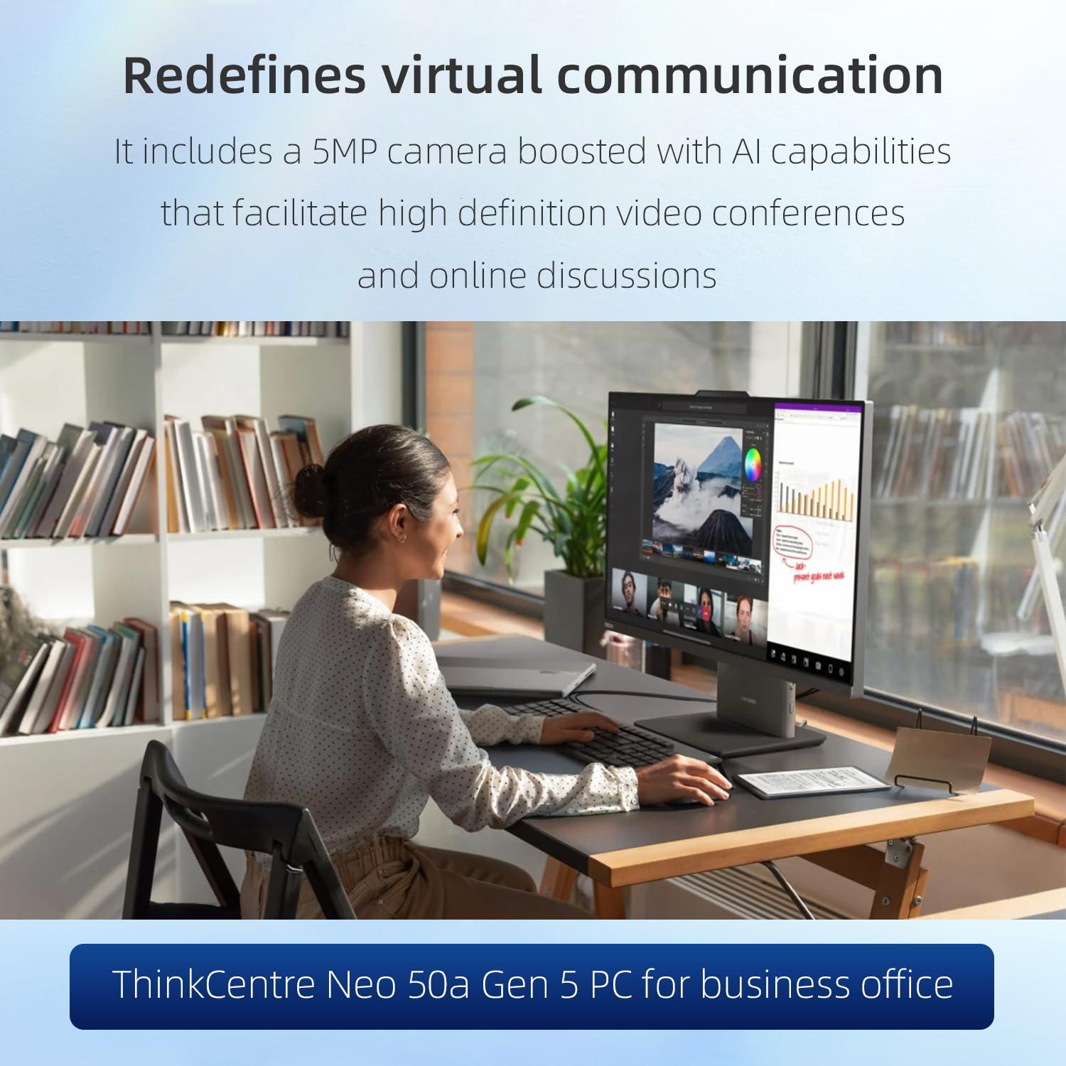 Lenovo ThinkCentre Neo 50a All-in-One Business Desktop, 27” FHD 100Hz Display, Intel Core i7-13620H, 32GB DDR5 RAM, 1TB SSD, Webcam, HDMI, Type-C, Wi-Fi 6, Wired Keyboard & Mouse, Windows 11 Pro - Image 6