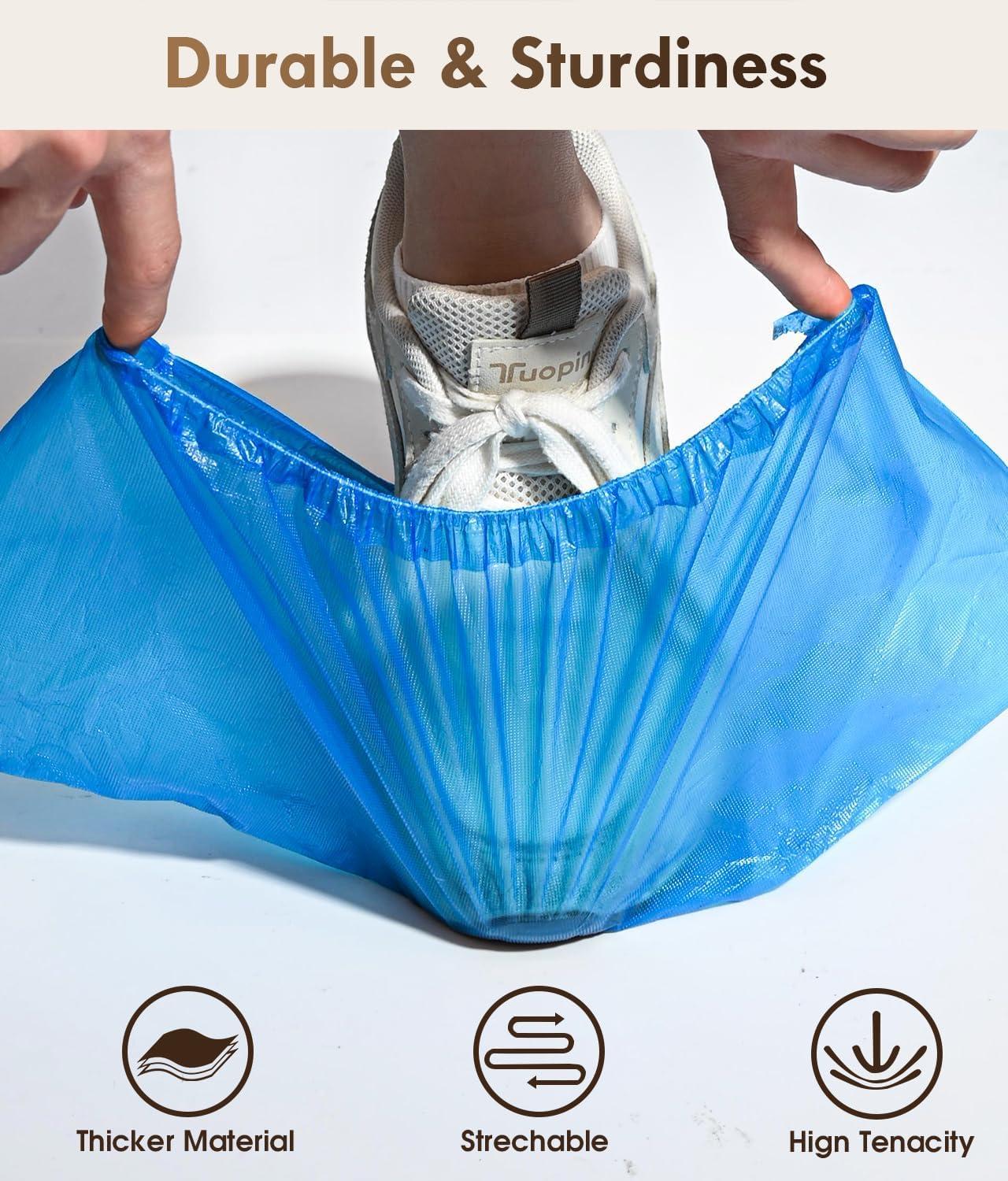 100 Pack (50Pairs) Shoe Covers Disposable Non-Slip, Waterproof Boot Covers with Compact Roll for Easy Storage, Plastic Shoe Covers for Indoor Use, Home Cleaning,Visting, One Size Fits Most - Image 3