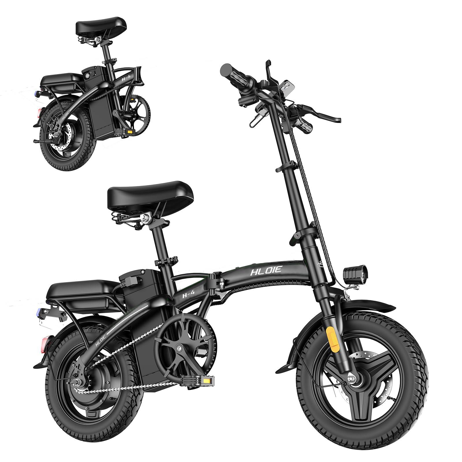 HLOIE Folding Electric Bike for Adults, 400W (Peak 500W) Motor,23MPH Max Speed Foldable Electric Bicycles,14" Ebike, 48V12AH Battery 35 Miles PAS Range Mini E Bikes for Adults and Teens