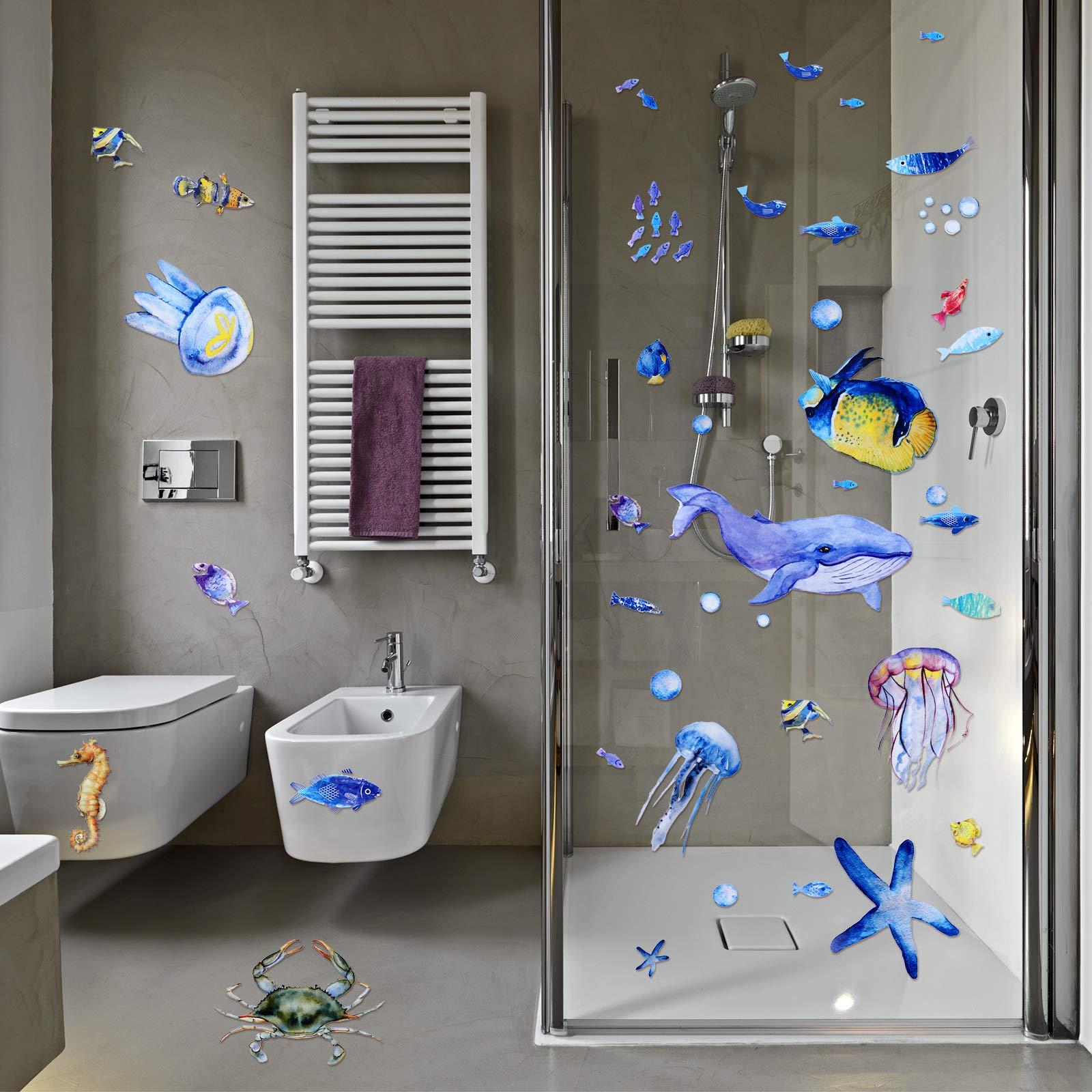 116 Pieces Ocean Wall Decals Under The Sea Fish Wall Nursery Decals Removable Marine Animals Peel and Cute Stickers Art for Kids Bedroom Living Room Bathroom Decoration(Lovely Colors) - Image 6