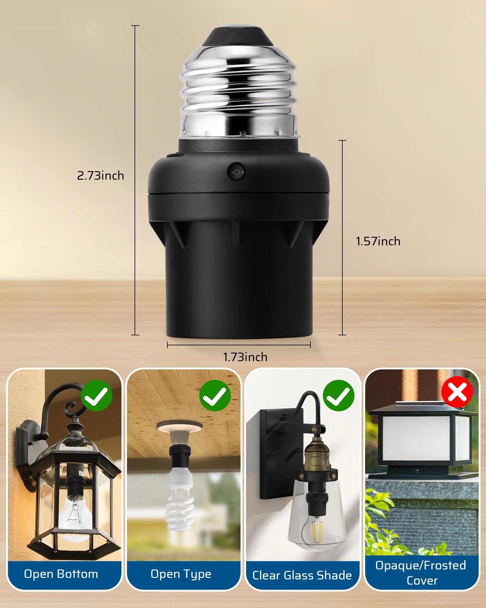 DEWENWILS Light Sensor Socket, Dusk to Dawn Sensor Socket, Light Bulb Socket for Light Fixtures, Compatible with Incandescent/CFL/LED/Halogen Bulbs, 4 Pack - Image 5