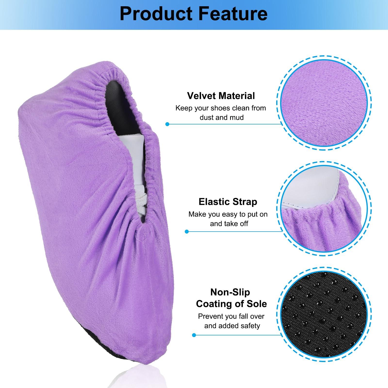 PATIKIL Shoe Covers, 3 Pairs Reusable Non Slip Shoe Protector Covers Washable Soft Shoe Cover for Household Office, Purple - Image 5