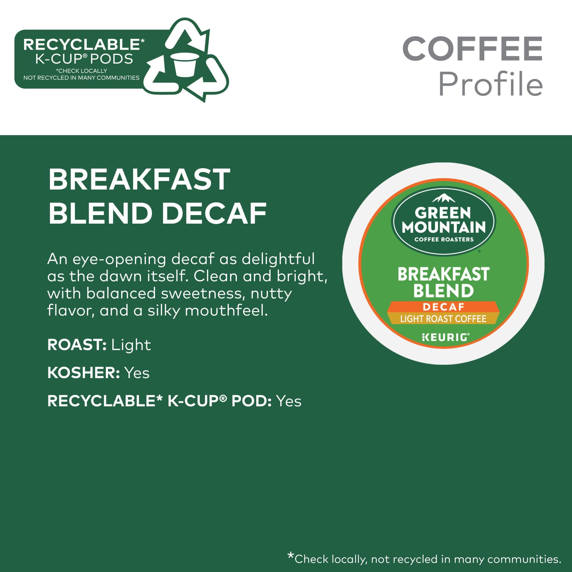 Green Mountain Coffee Roasters Breakfast Blend Decaf, Keurig Single Serve K-Cup Pods, Light Roast Coffee, 60 Count, (6 Packs of 10) - Image 3
