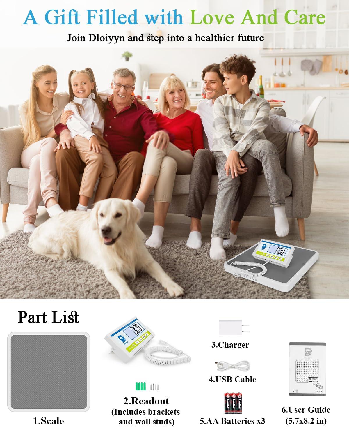 Medical Scale for Body Weight with Digital Display, 660 lb Limit, High Accuracy Medical Grade Floor Scale, Heavy Duty, kg/oz/lb Settings, AC Adapter & Battery Included, Portable Home & Physician Scale - Image 7