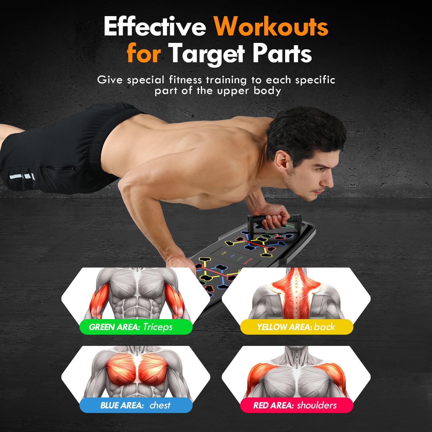 Push Up Board,Home Gym,Portable Exercise Equipment,Pilates Bar and 20 Fitness Accessories with Resistance Bands and Ab Roller Wheel,Full Body Workout at Home - Image 2