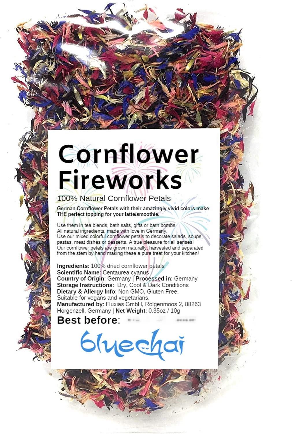 Edible Flower Sprinkles - Mesmerizing Cornflower Fireworks Petals - 100% Natural Centaurea Cyanus, Grown in Germany - Dried Colorful Cornflowers for Herbal Tea, Topping on Cupcakes, Desserts - Image 5