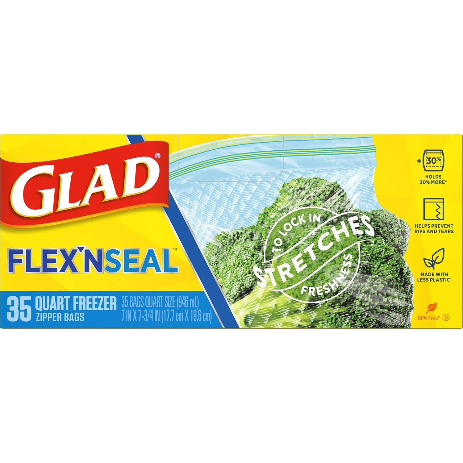 GladFlex'N Seal Freezer Storage Plastic Bags, Quart, 35 Count, Pack of 4 (Package May Vary) - Image 10