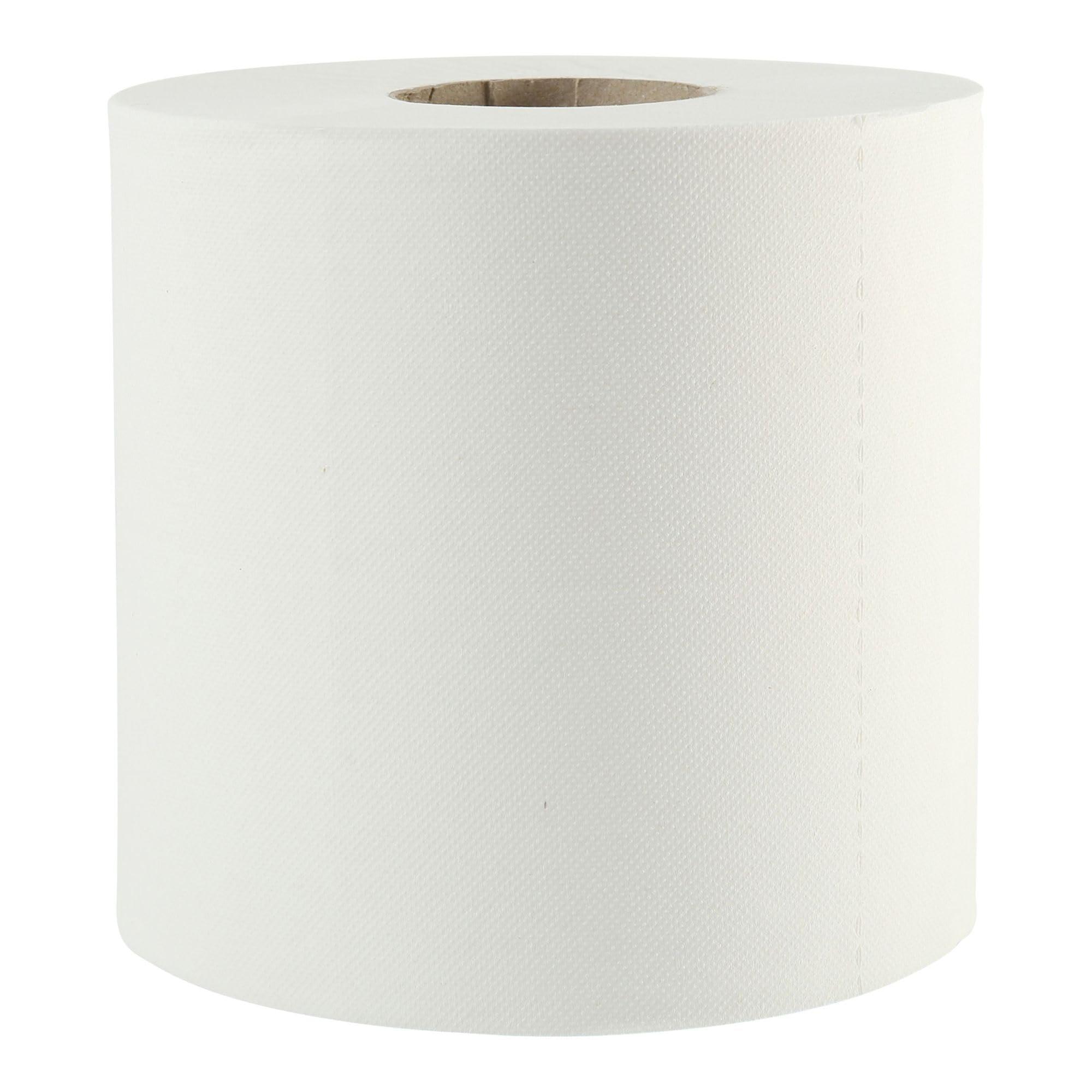 Boardwalk SOD410322 10 in. x 7.6 in. 2 Ply Center-Pull Roll Towels - White (6/Carton) - Image 2