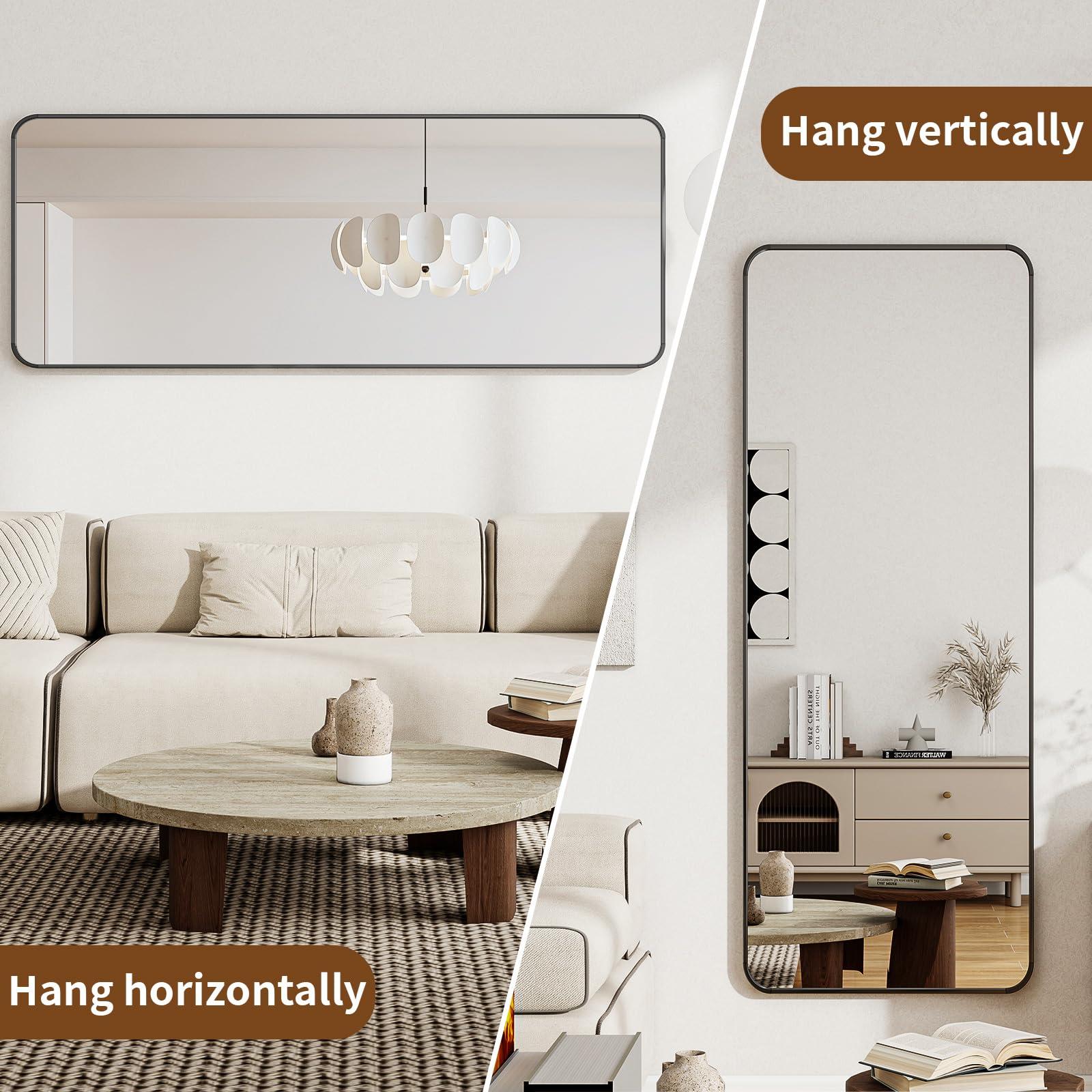 BEAUTYPEAK Black Full Length Mirror, 56"x21" Rounded Corner Floor Mirror Standing Hanging or Leaning Against Wall, Suitable for Bedroom or Dressing Room - Image 7