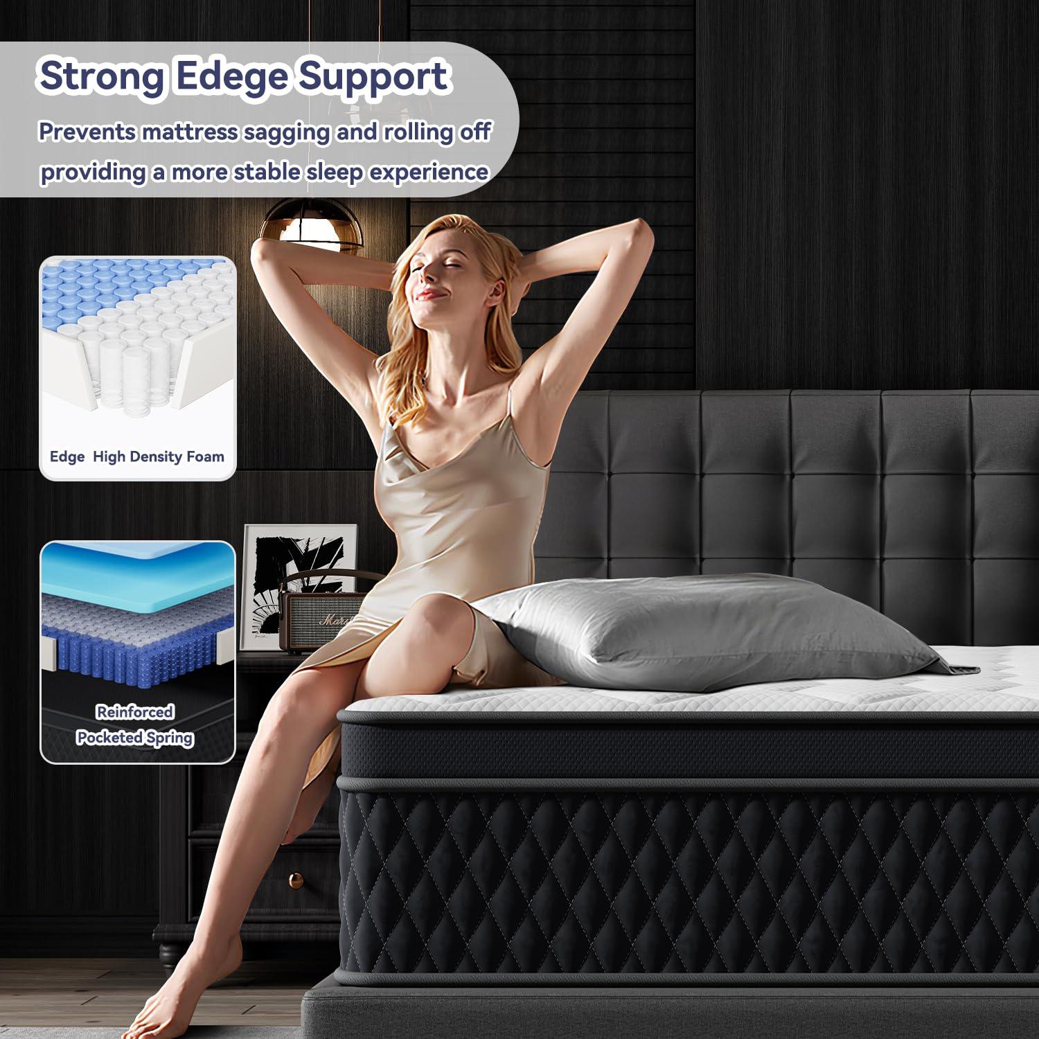 King Mattress, 10 Inch Hybrid Memory Foam Mattress in a Box, Individually Wrapped Pocket Coils Mattress for Isolate Motion ,Pressure Relief, CertiPUR-US Certified, Fiberglass Free & Support Comfort - Image 5