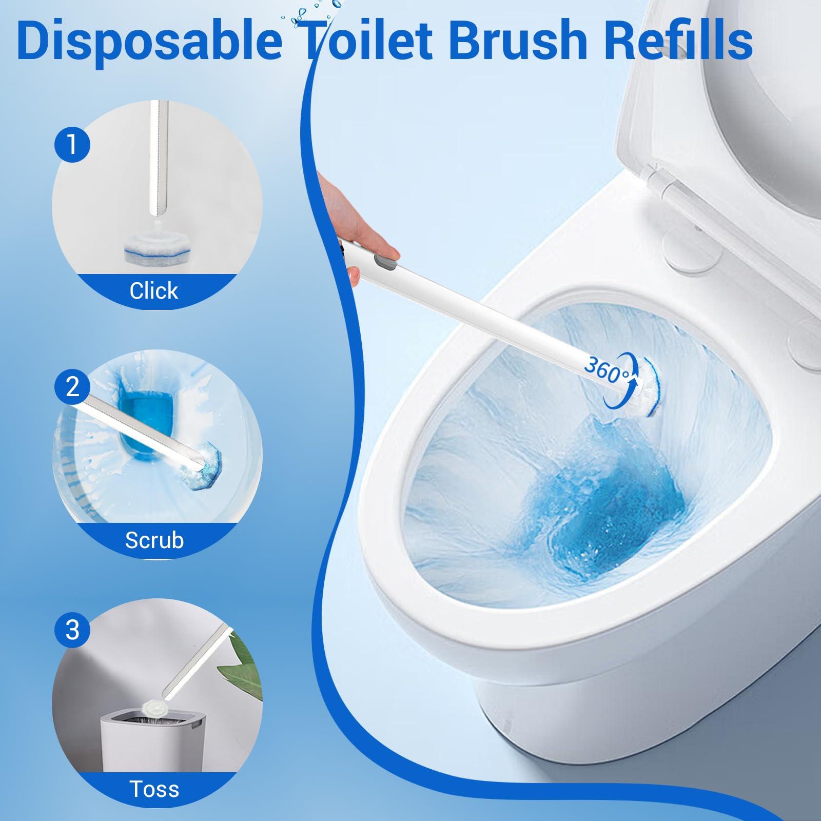 Sagry 50 Counts Disposable Toilet Bowl Wand Refills, Toilet Cleaner Refill Pads, Disposable Wand Heads for Deep Cleaning, Toilet Brush Head Compatible with Most Toilet Brushes - Image 6