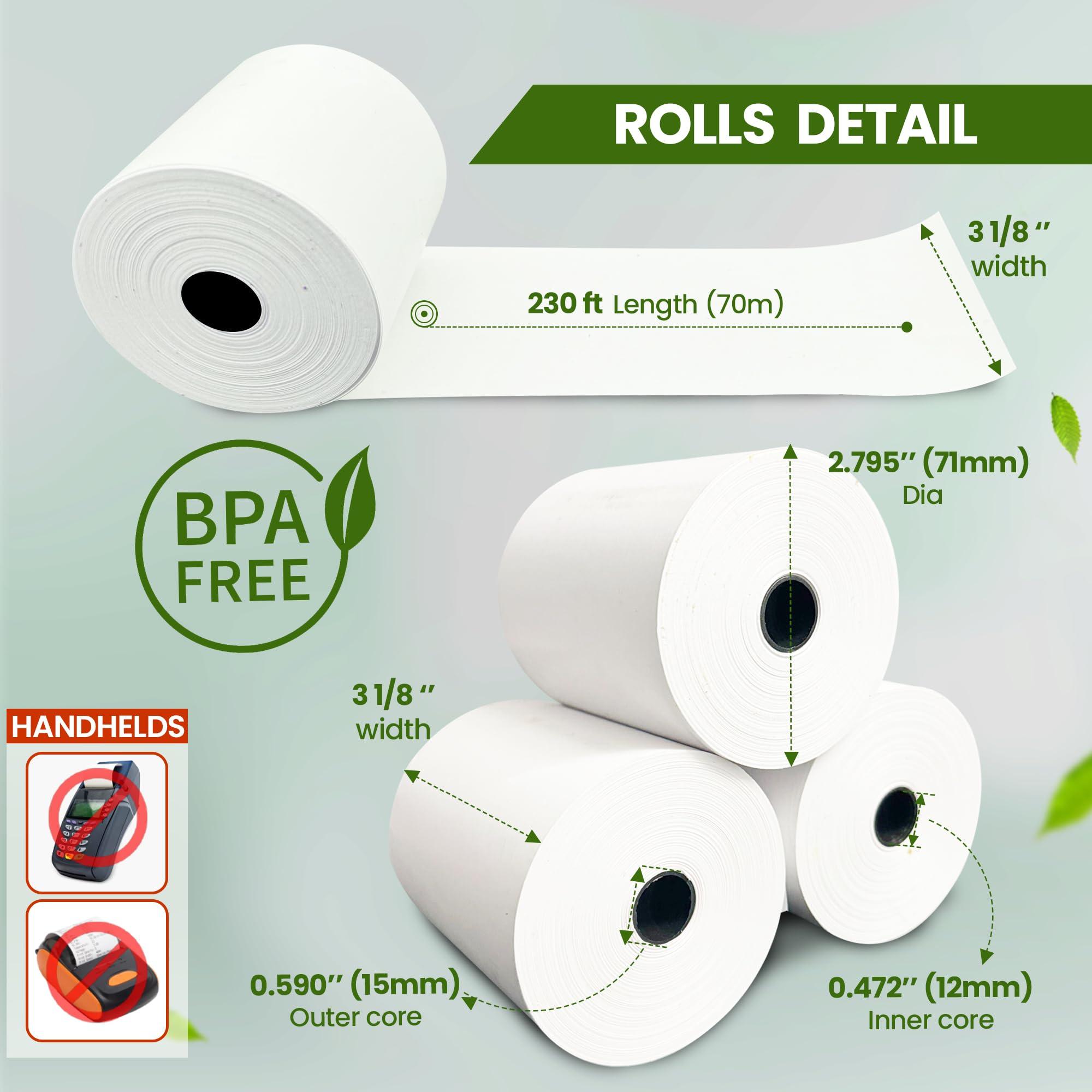 CLIPRA 3 1/8 x 230 Thermal Paper Receipt Rolls (10 PACK) [USA Based Brand] 55 GSM - Compatible with All POS Systems, Cash Registers - BPA Free, Premium Quality Receipt Paper Rolls - Image 2