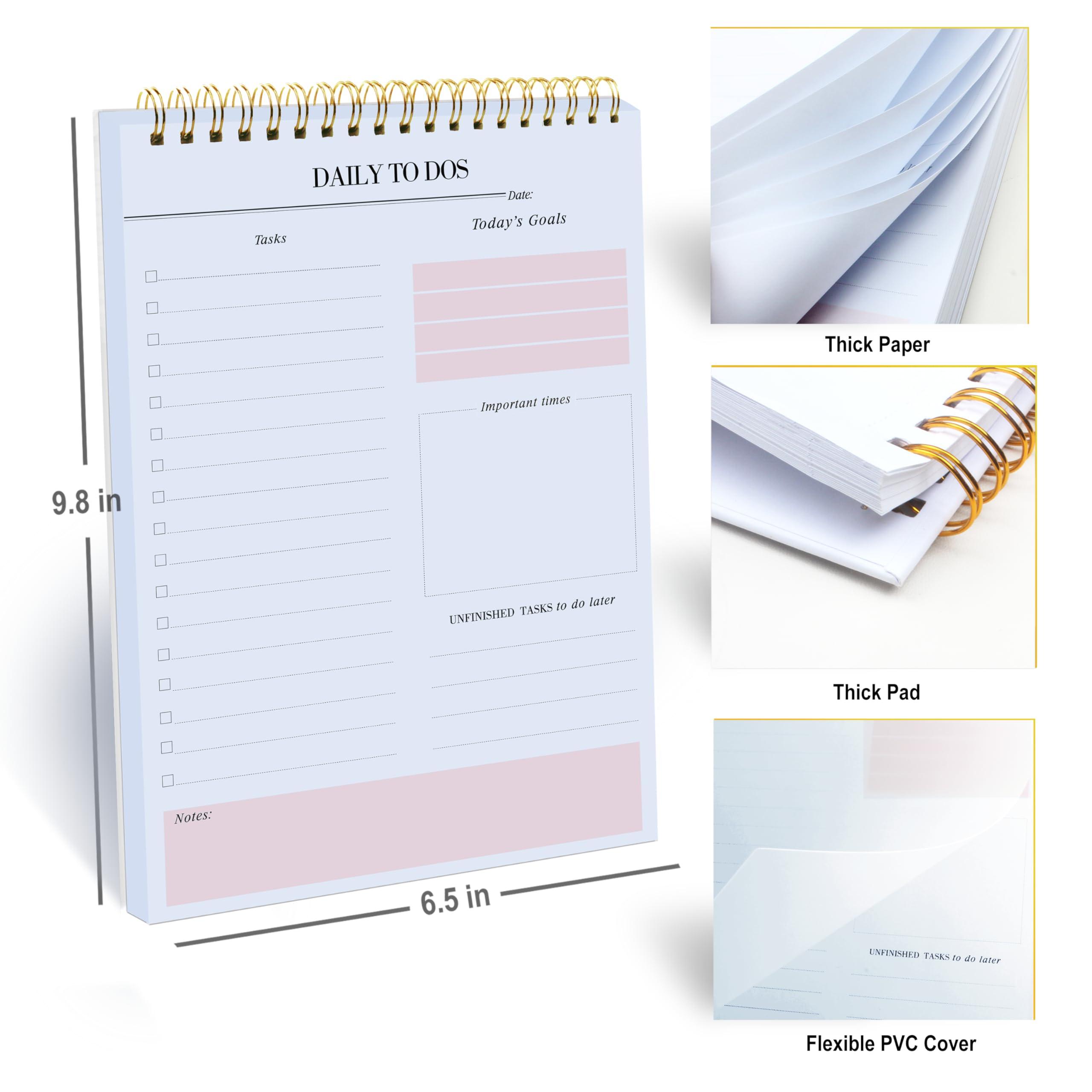 KAICN Daily to Do Notepads - Task Checklist planner, Time Management planner, To Do lists, Organizer with Today's Goals, Notes, 52 Undated Agenda Tear-off Sheets, 6.5 x 9.8 inches (Pink) - Image 3