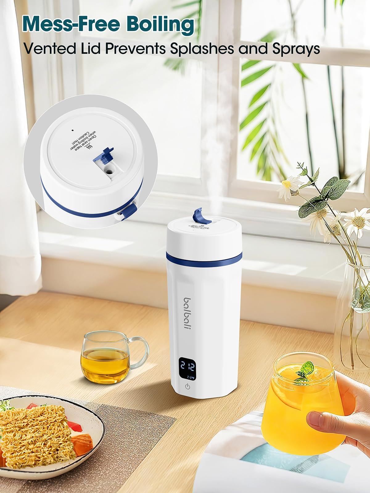 balbali 18.6oz Portable Kettle for Travel 100-250V Dual Voltage for International/Global/Europe - 6 Preset Travel Electric Kettle Hot Water Boiler/Heater/Warmer/Tea Maker - White - Image 2