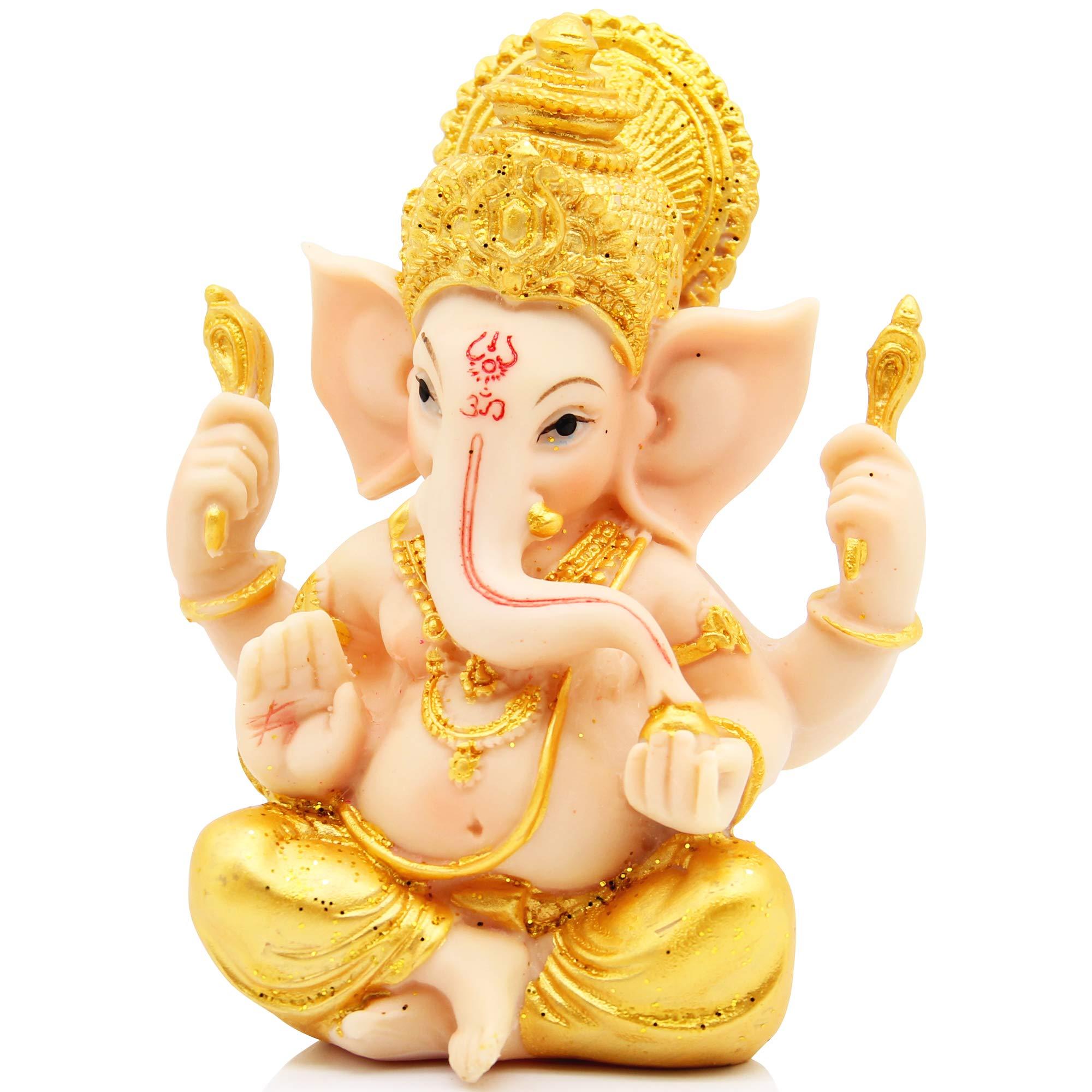 H&W 6''H Blessing A Colored Statue of Lord Ganesha Ganpati Elephant Hindu God, Elephant God Statue, Handmade Sculpture Buddha Figurine Decoration - Image 3
