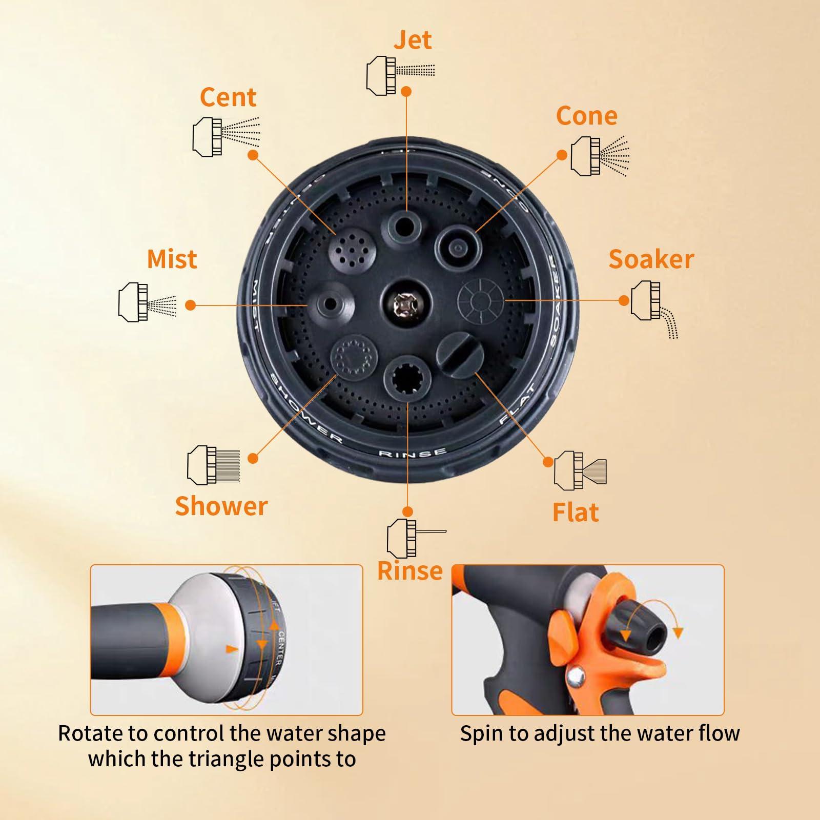 Garden Hose Nozzle Sprayer,Water Hose Sprayer with 8 Adjustable Spraying Modes,2 Pack High Pressure Nozzle Sprayer,Leak Proof Hand Sprayer for Watering Plants, Car and Pet Washing - Image 5