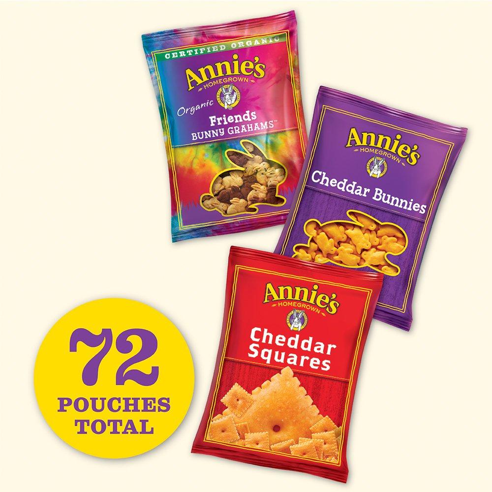 Annie's Snack Pack Variety Cheddar Bunnies/Friends Bunny Grahams/Cheddar Squares Crackers 12 ct 11 oz - Image 4