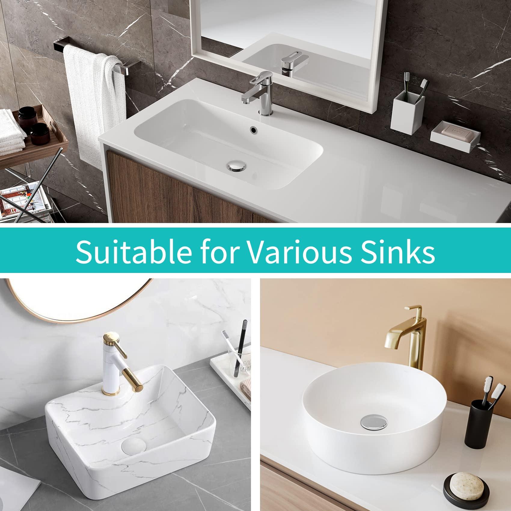 Sink Stopper, Bathroom Sink Drain Strainer with Hair Catcher, for 1.04’’~1.97’’ Drain Hole, Brass Universal Drain Cover, Pop Up Basin Plug - Image 3