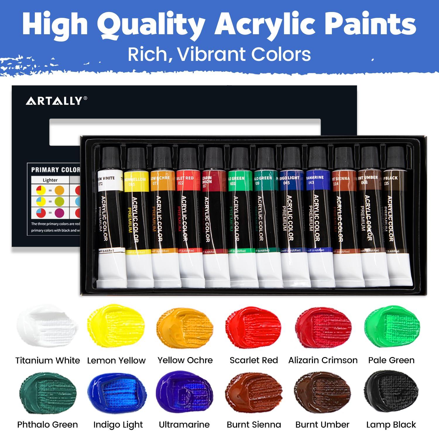 Acrylic Paint Set for Kids & Adults,52Pcs Painting Supplies Kit with 2 Beechwood Easel, 2 Set 12 Acrylic Paints, 20 Brushes, 4 Canvases, Premium Paint Set for Kids,Students,Artists,Beginners - Image 7