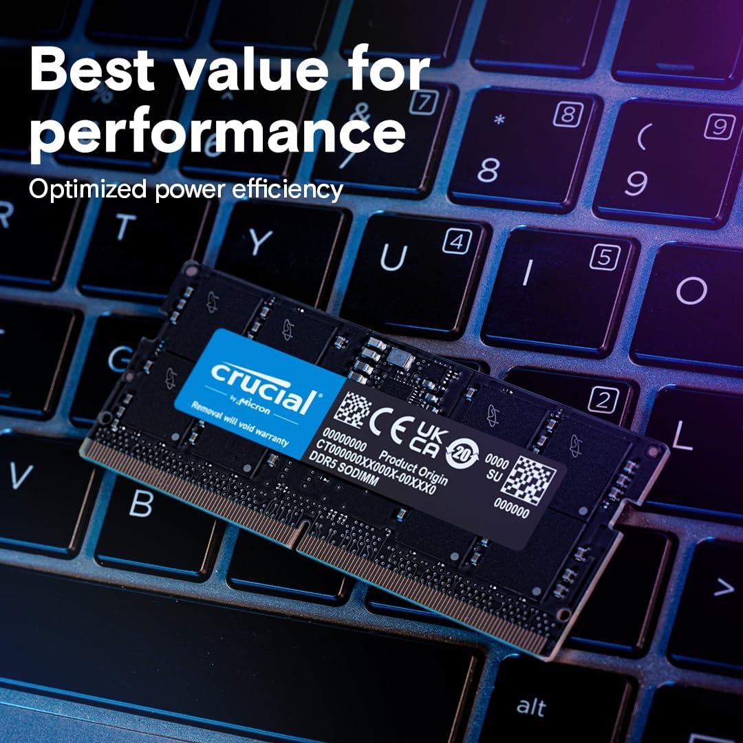 Crucial 32GB DDR5 RAM Kit (2x16GB), 5600MHz (or 5200MHz or 4800MHz) Laptop Memory 262-Pin SODIMM, Compatible with Intel Core and AMD Ryzen 7000, Black - CT2K16G56C46S5 - Image 5