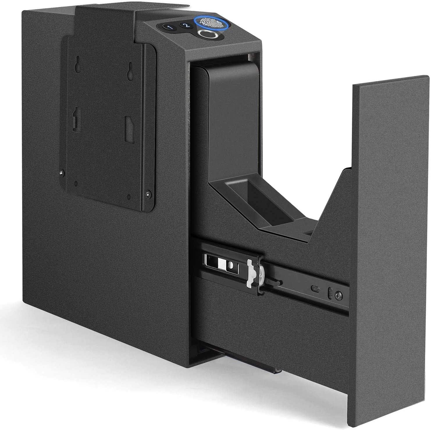 Biometric Slider Handgun Gun Safe for Nightstand, Desk, Bed Side,Truck - Auto Sliding Door Hand Gun Safe for Pistol -with Fingerprint, PIN Code, KEY Access - Image 8