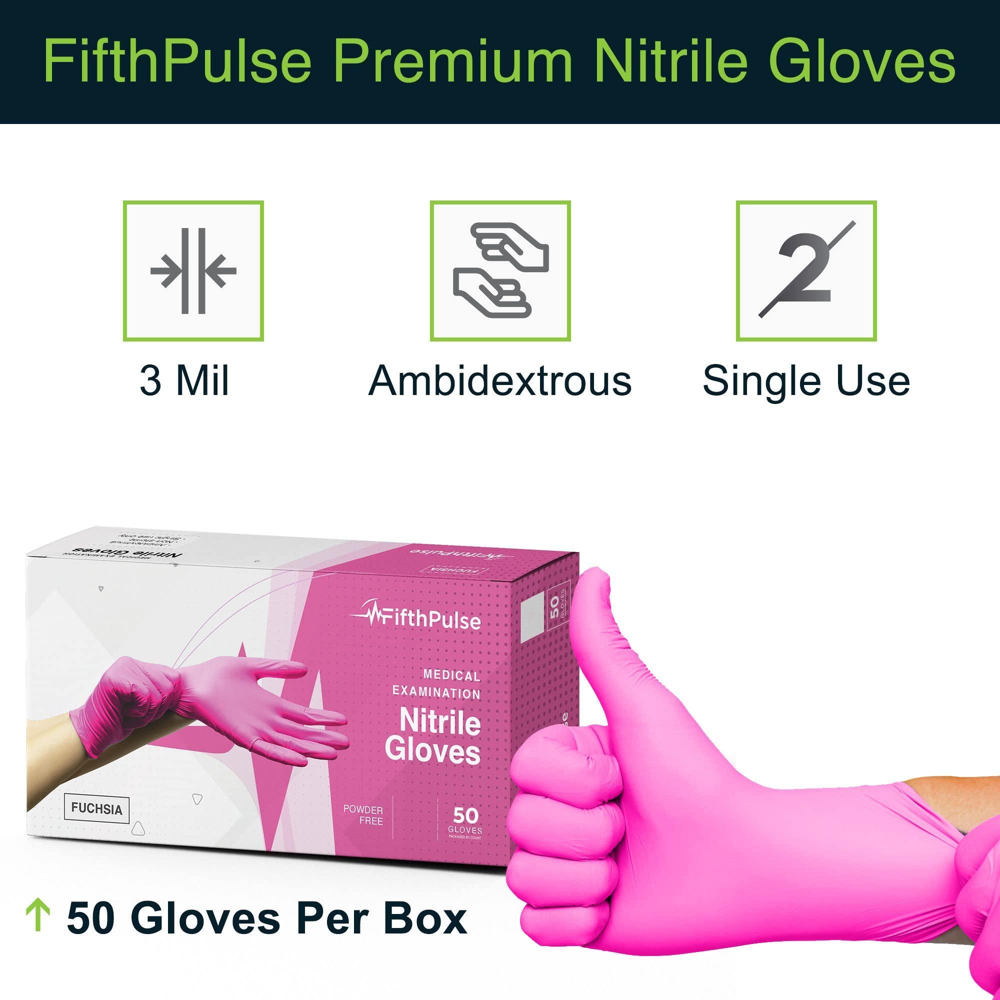 Fuchsia Hot Pink Nitrile Disposable Gloves - 50 Count - 3 Mil Nitrile Gloves Medium - Powder and Latex Free Rubber Gloves - Surgical Medical Exam Gloves - Food Safe Cooking Gloves - Image 6