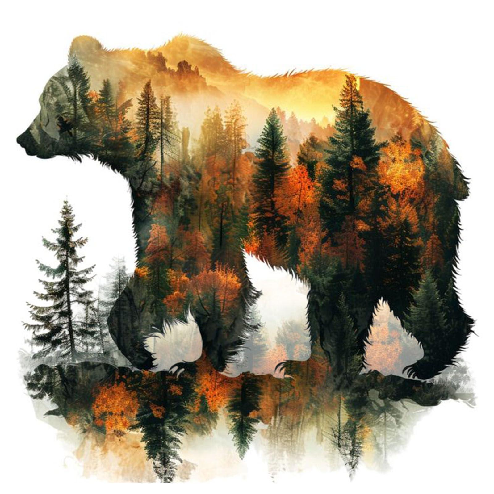 hkejoi Bear Diamond Art Kits for Adults, Bear Diamond Painting Kits for Adults Beginners, DIY Diamond Art Kits, Animal Gem Art for Gift Home Decoration 14’’W x 14''L