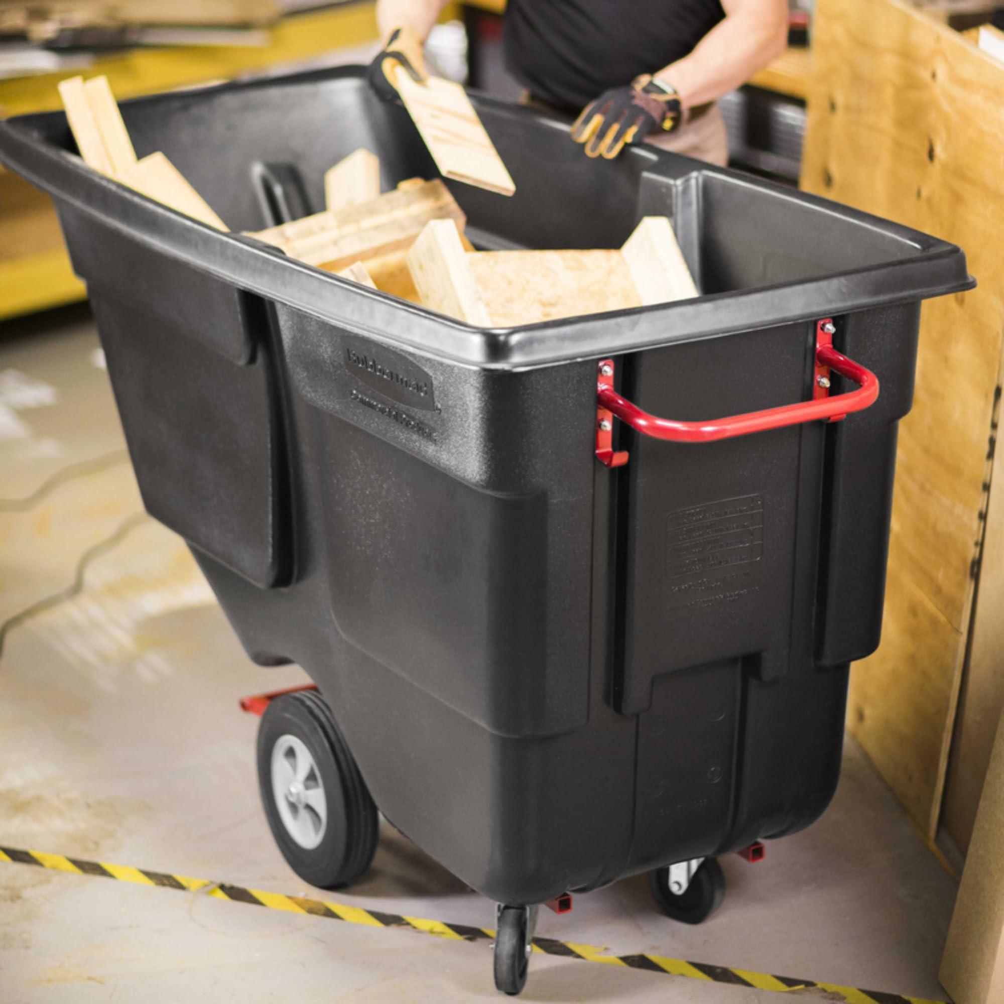 Rubbermaid Commercial Products Tilt Dump Truck/Trash Cart/Garbage Collection/Recycling 1 Cubic Yard Waste Collection 850 lbs capacity Black Office/Warehouse/Facility Management - Image 3