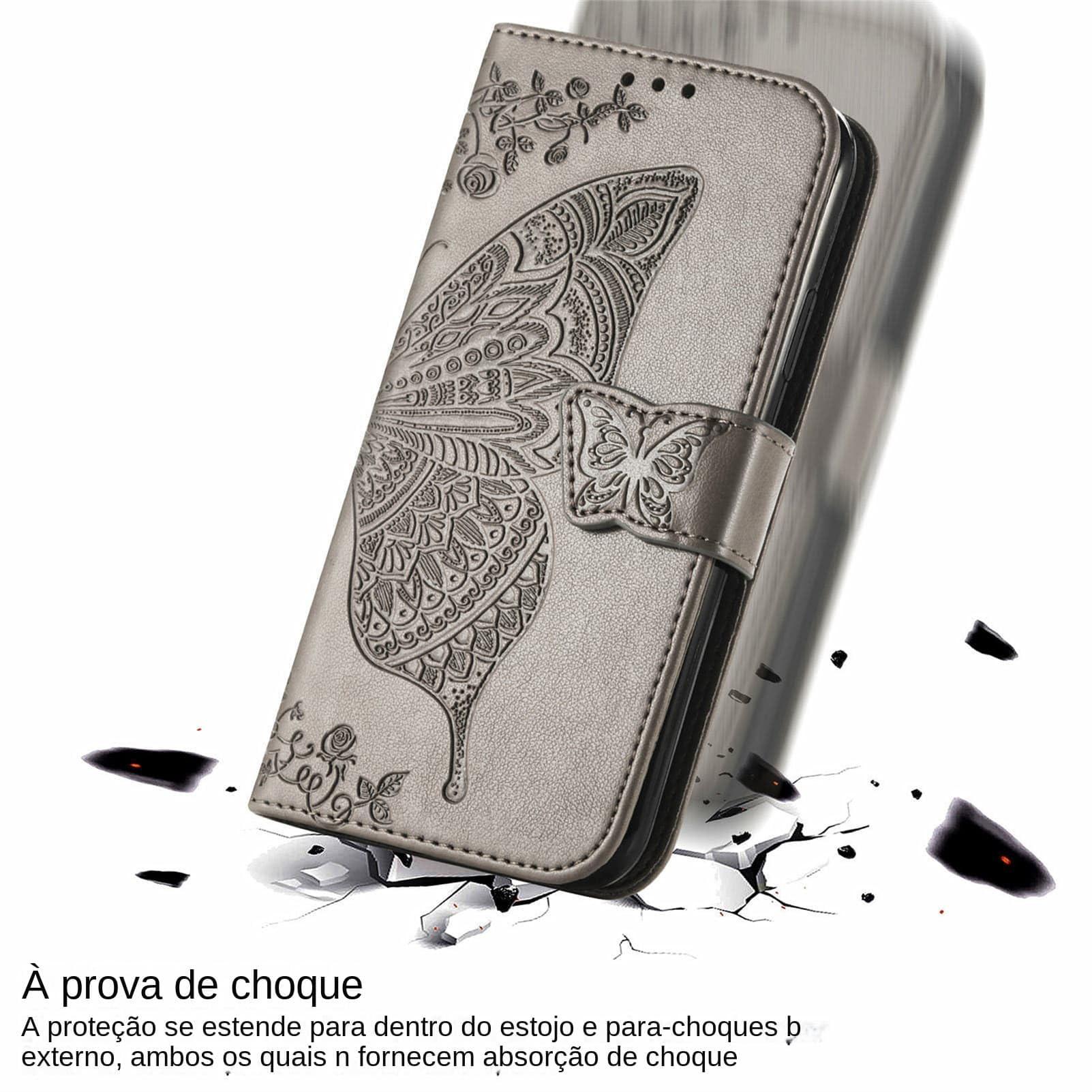 GuluGuru for iPhone 16 Pro Max Leather Wallet Phone Case, Butterfly Flower Relief Folio Flip Cover, Floral Card Holder Cash Slot, Magnetic Clasp, Stand Support, Wrist Strap Lanyard - Image 5