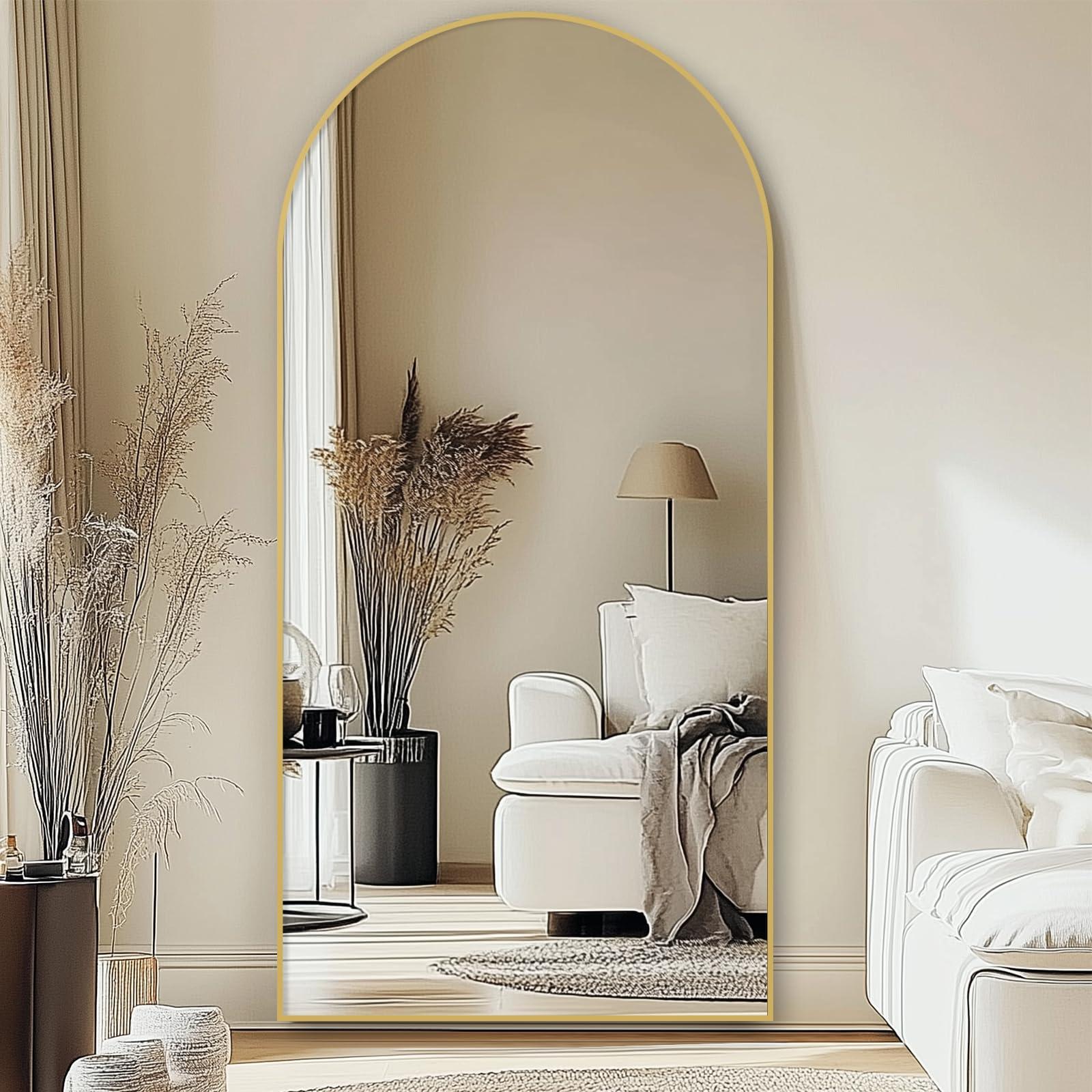 ABSWHLM Oversized Full Length Mirror 78x38 Inch - Wall Mounted or Standing Floor Mirror with Aluminum Alloy Frame, Shatterproof Tempered Glass - Modern Mirror for Bedroom, Living Room, Closet, Gold - Image 6