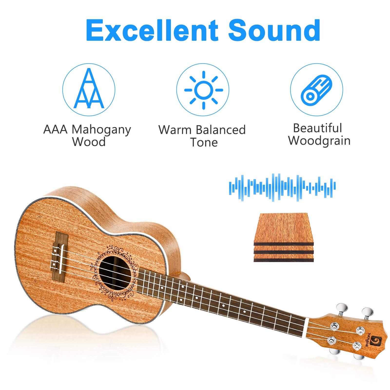 Tenor Ukulele 26 Inch Mahogany Professional Acoustic Ukelele Four String Wooden Hawaiian Uke Beginner Kit Ukuleles Bundle for Adult Starter Kit, by Vangoa - Image 4
