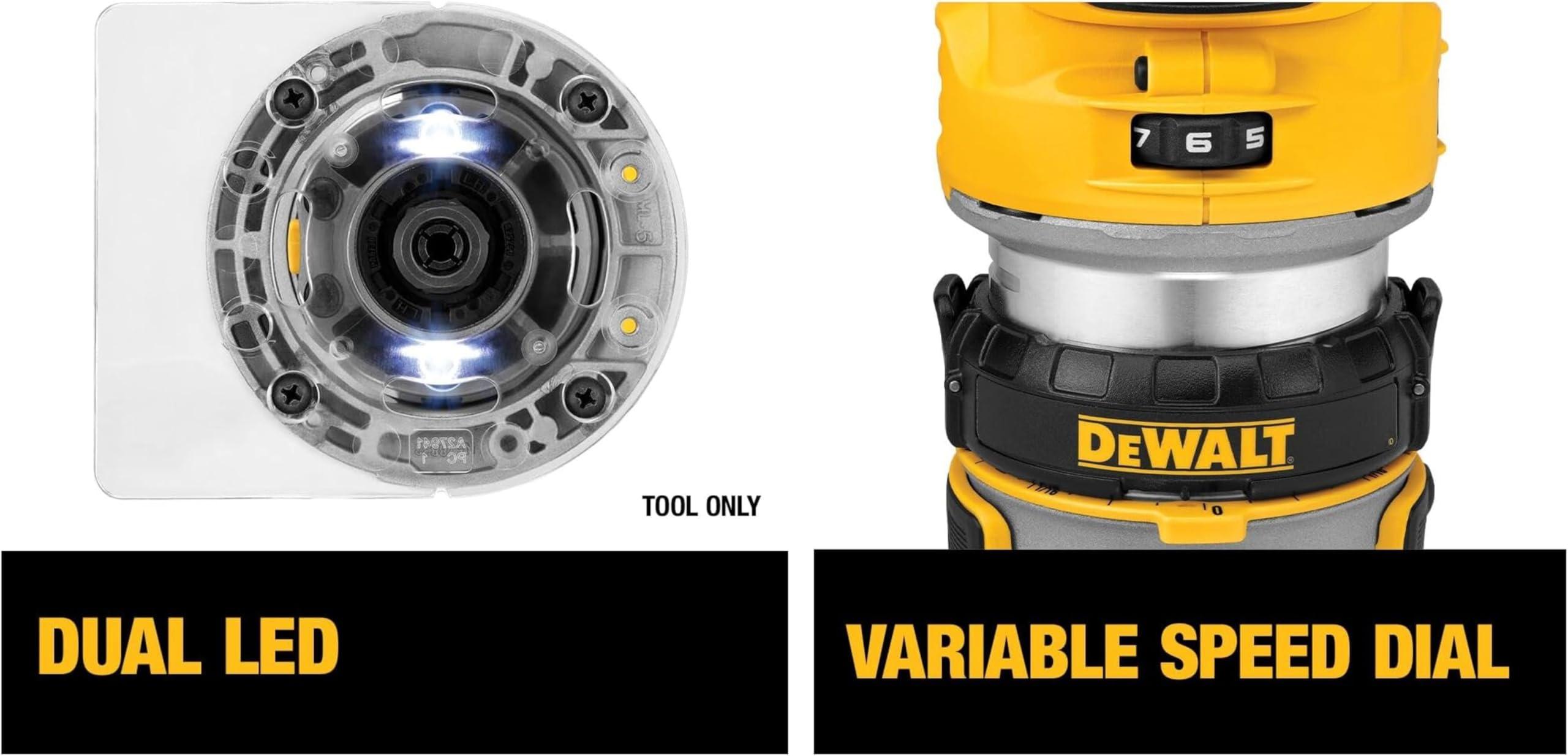 DEWALT DCW600B 20V MAX XR CMPCT Metal Fixed Base Router - Image 2