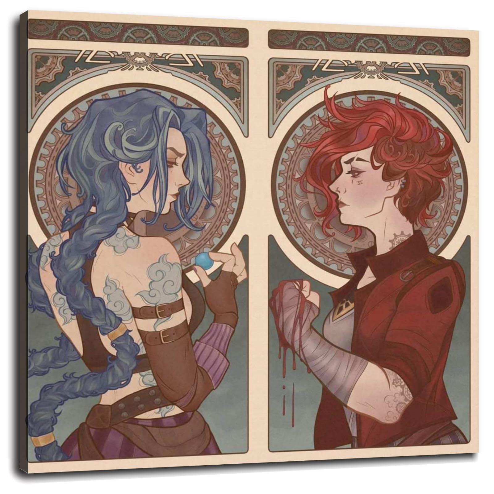 DEKBOND Arcane Anime Poster Poster Jinx&Vi Poster Canvas Prints Cinema Dormitory Bedroom Aesthetic Poster Wall Art For Home Office Living Room Decorations With Framed 12"x12"