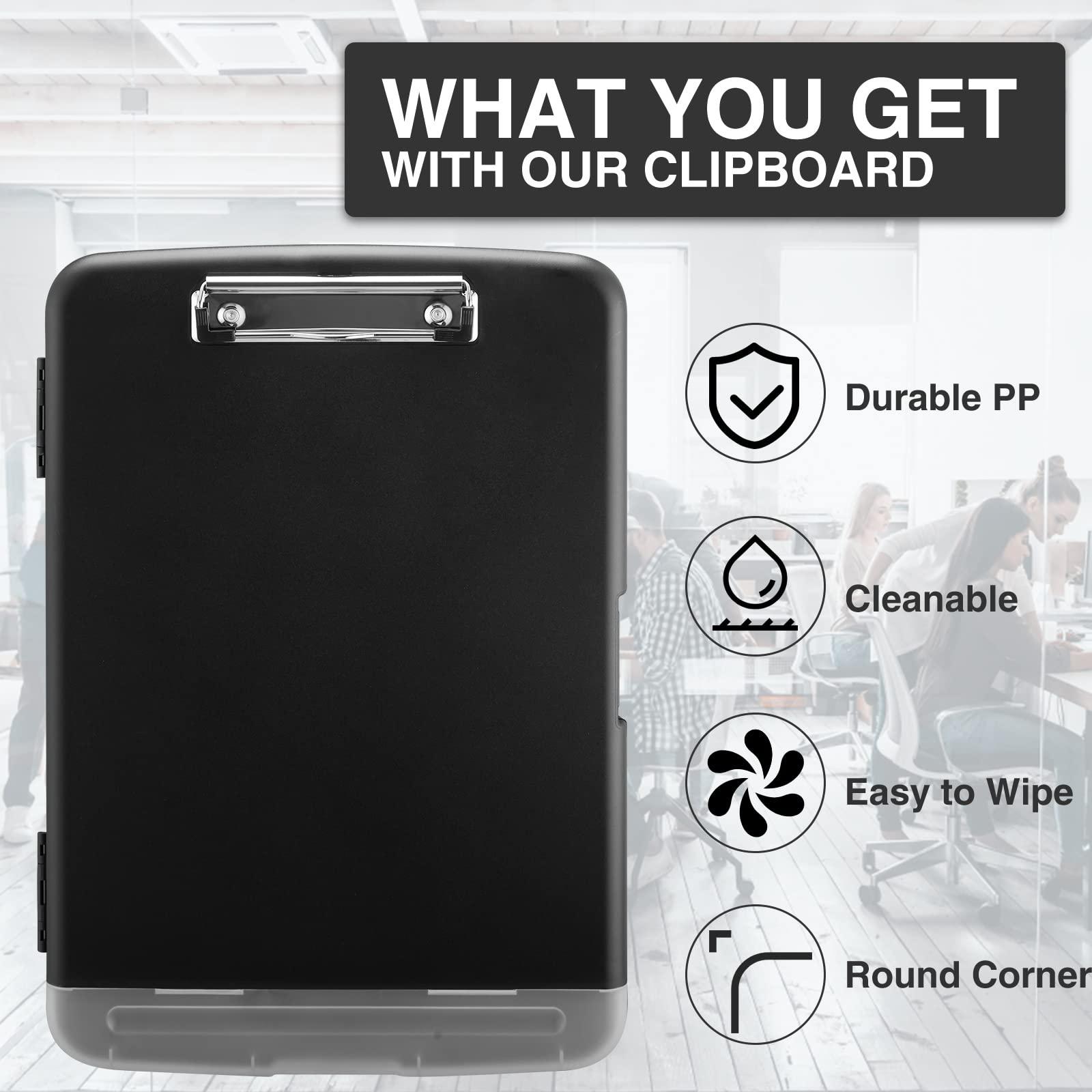 Sooez Clipboard with Storage, High Capacity Nursing Clip Board 8.5 x 11 with Pen Holder & Low Profile Clip, Plastic Clipboards Case Box, Teacher Must Haves School Office Supplies,Letter Size/ A4 - Image 4