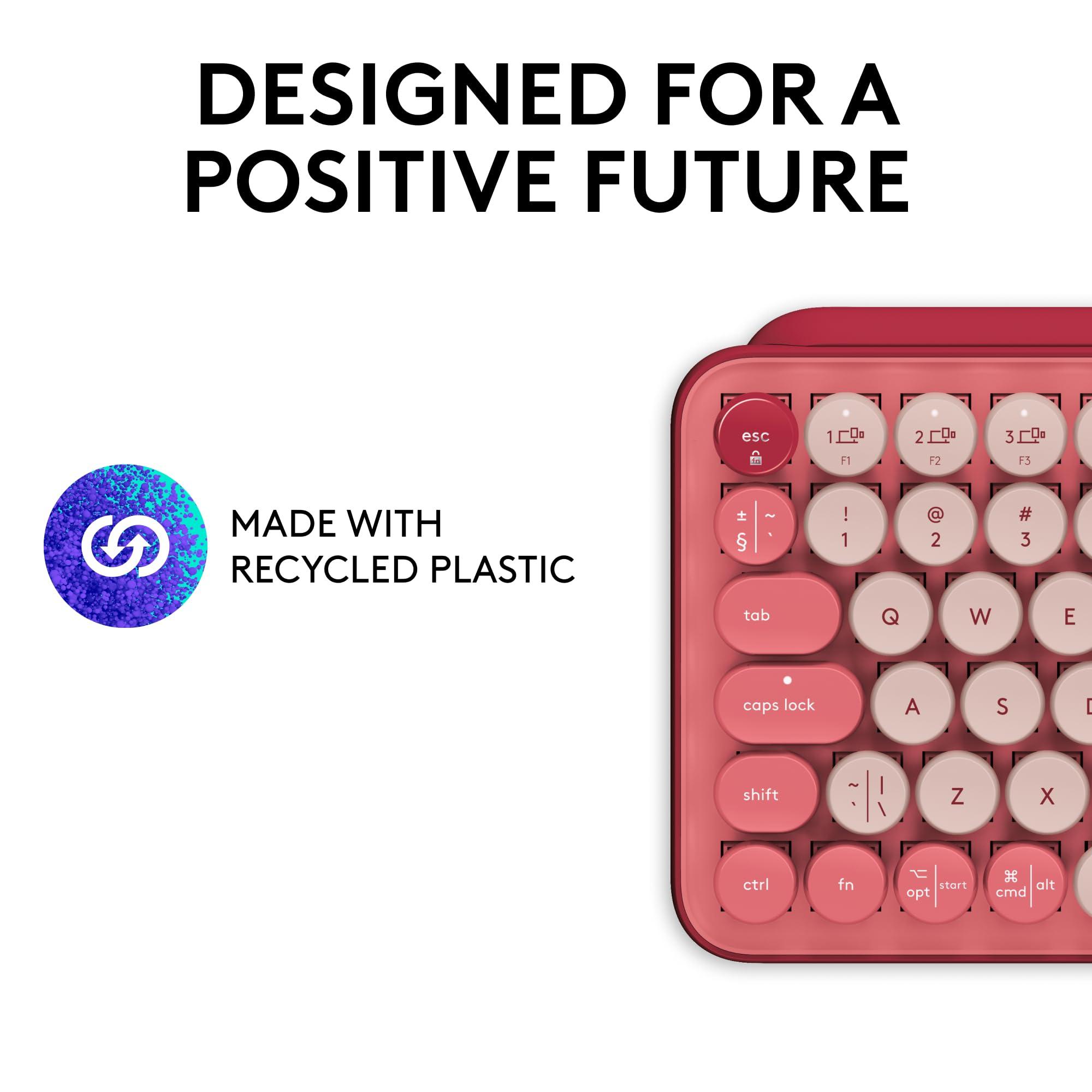 Logitech POP Mechanical Wireless Keyboard with Customizable Emoji Keys, Durable Compact Design, Bluetooth or USB Connectivity, Multi-Device, OS Compatible - Heartbreaker Rose - Image 6