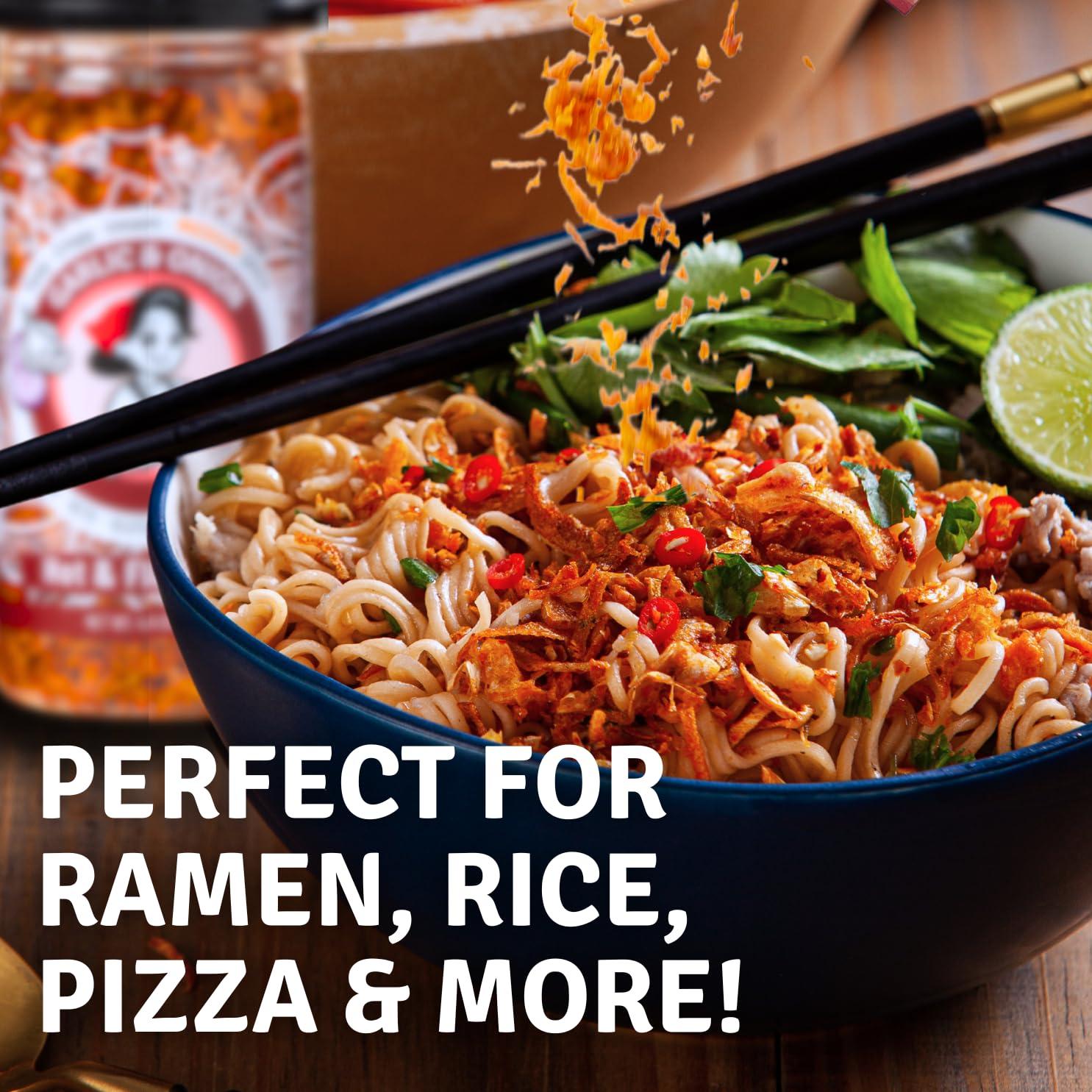 MaeMai Chili Crisp (MEDIUM HOT Spice) - Non-Oily Chili Crisp Topper, Rice Seasoning, Ramen Topper, Furikake, Umami Onion & Garlic Flakes | 4.41oz (125g) Resealable Bottle - Image 9