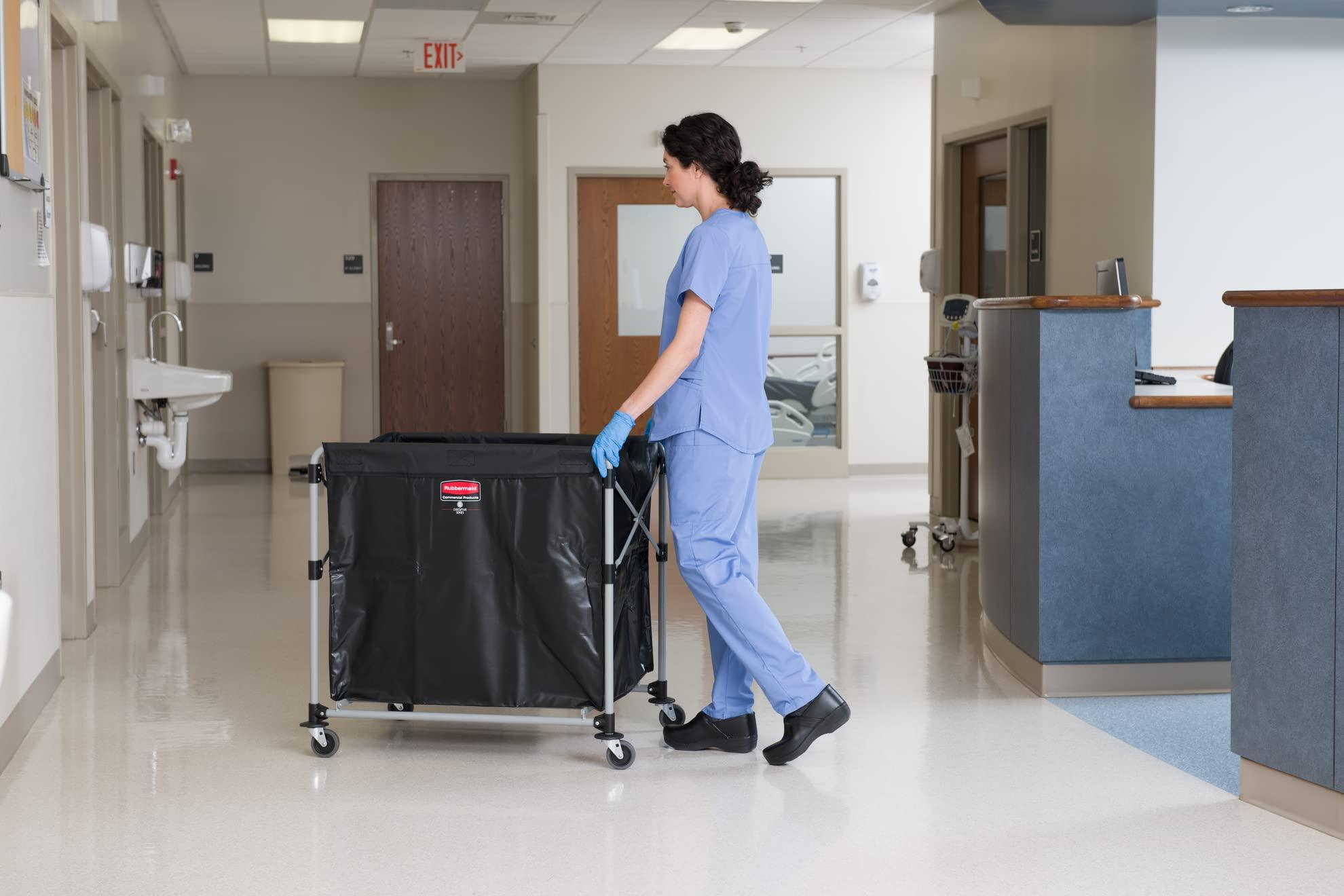 Rubbermaid Commercial Products, Collapsible X Cart, Black, Steel 8 Bushel Bin, Commercial Laundry Cart with Wheels for Hotel/Nursing Home/Home/College Easily Move Laundry/Supplies/Groceries - Image 8