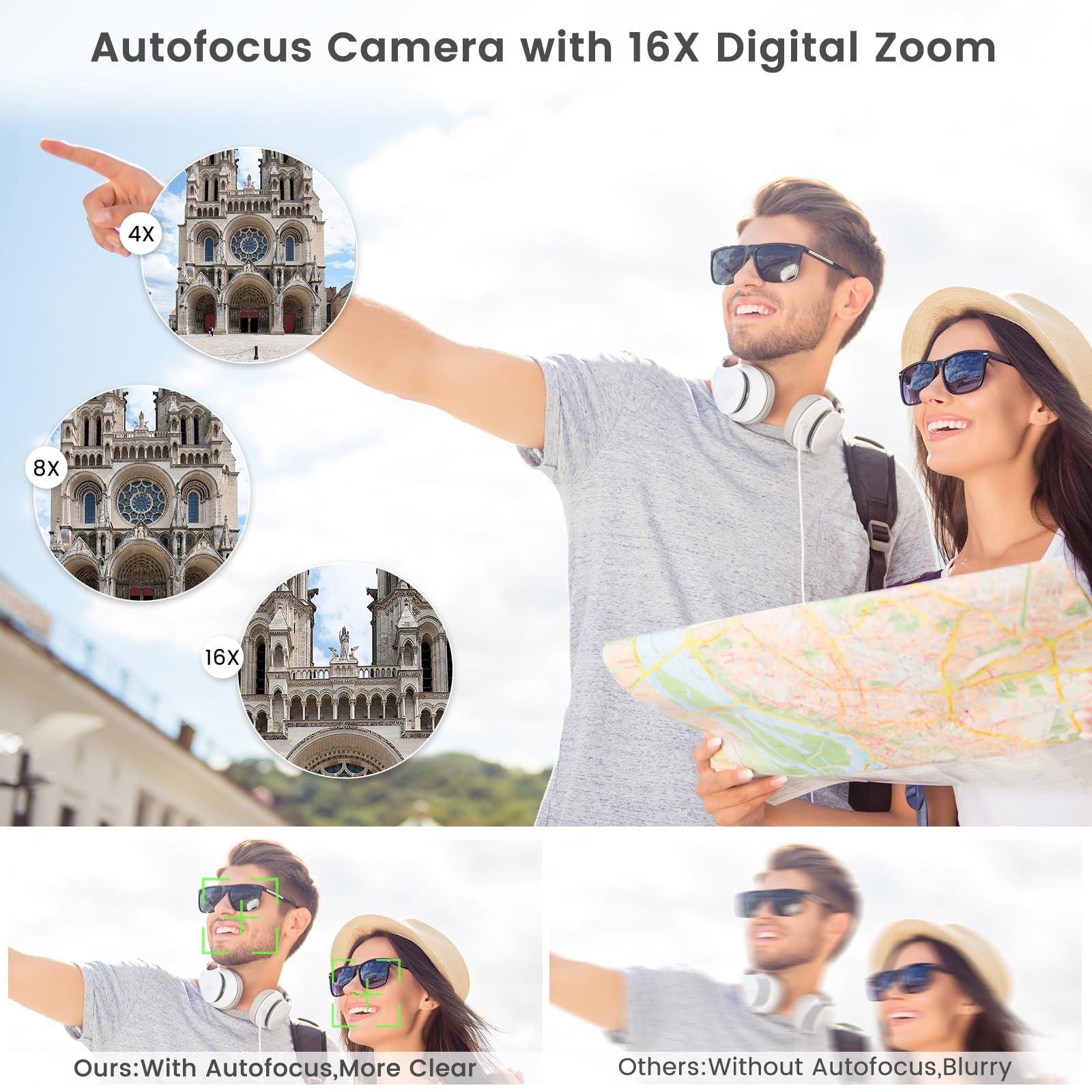 8K Digital Camera for Photography, Vlogging Camera for YouTube with Autofocus, 4 Inch Touchscreen 16X Digital Zoom Video Camera with 3000mAh Battery, Dual-Lens, Lens Hood, 32GB TF Card and Flash,Black - Image 6