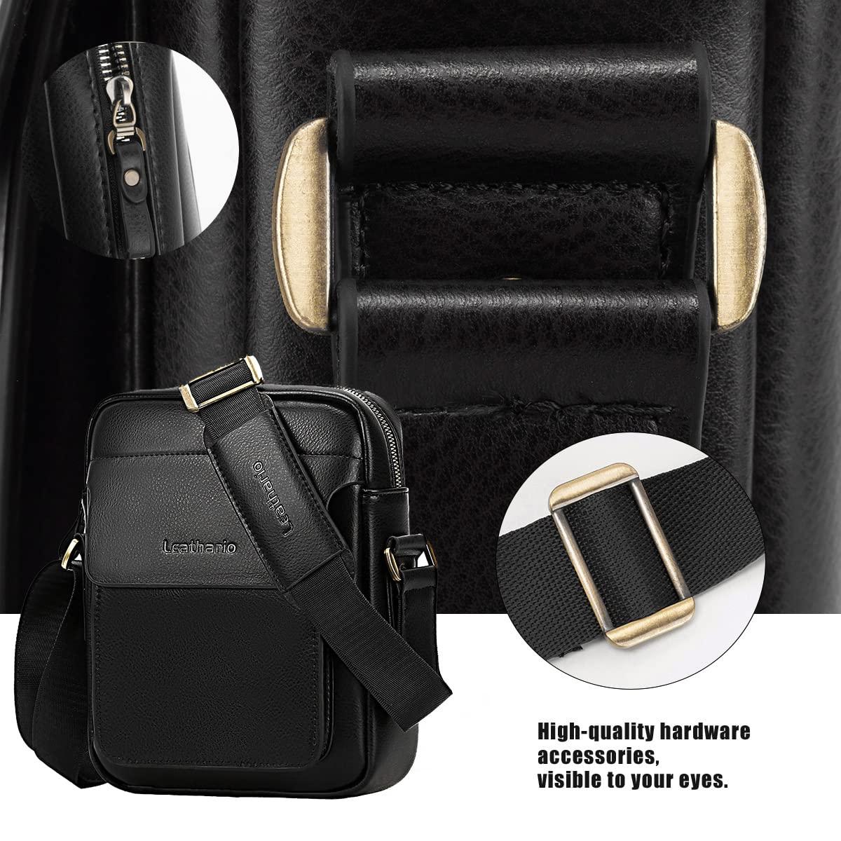 Leathario Crossbody Bag For Men Vegan Leather Shoulder Messenger Purse Sling Satchel Bag For Work Business Travel - Image 4