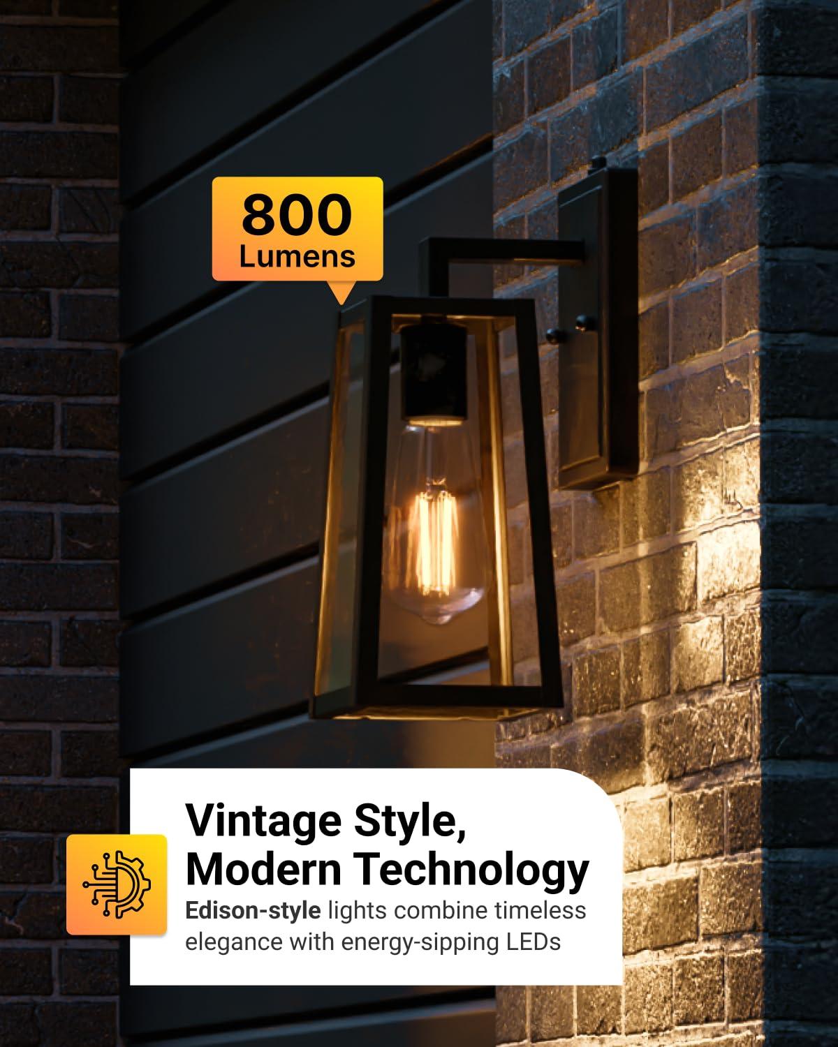 Sunco Dusk to Dawn LED Outdoor Lights Bulb, ST64 Edison Style Automatic Light Sensing Bulbs, 800 LM, 7W (60W Equivalent), 3000K Warm White, E26 Base UL 4 Pack - Image 2