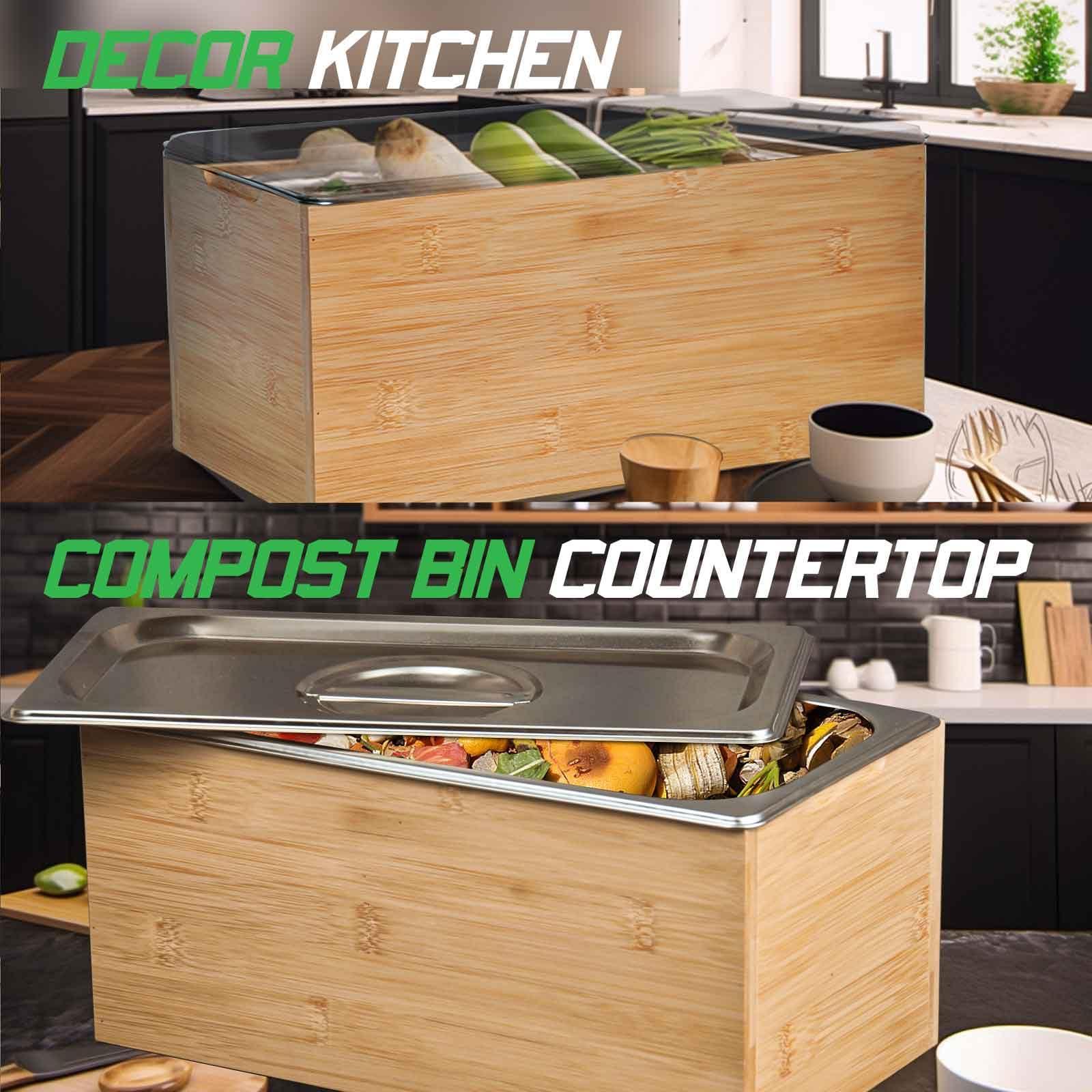 Exfoil Compost Bin Kitchen with lid, As Indoor Composting with Stainless Steel Insert, Countertop Compost Bins- 1.6 Gal Smell Proof,Indoor Large Compost Bin Kitchen - Image 4