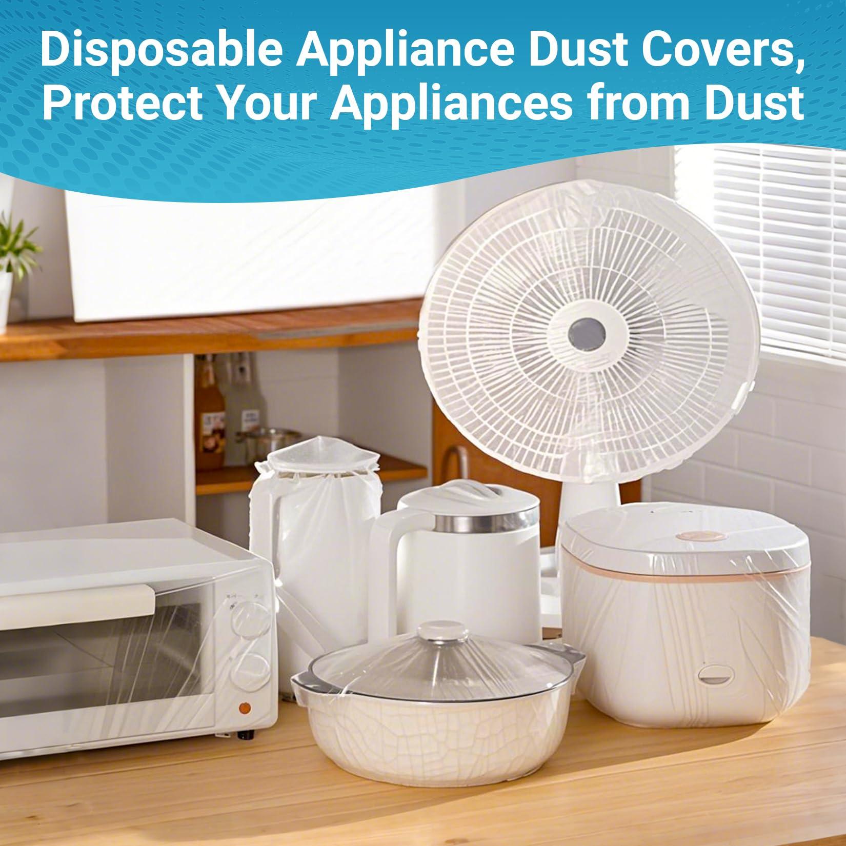 RAINFLOW Kitchen Appliance Covers - 60 Pcs Dust Covers For Kitchen Appliances Clear Disposable Thickened Dust Cover With Elastic For Household Air Fryer Oven Rice Cookers Fan And Storage (S,M,L) - Image 6