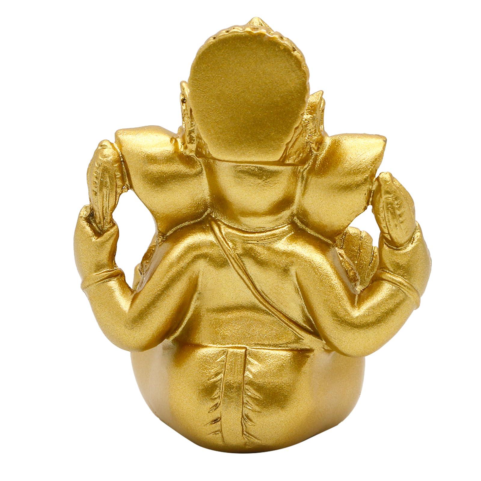 Indian God Lord Ganesh Statue - Hindu God Golden Ganesha Idol Figurines for Car Dashboard Decor Hindu Gift Indian India Home Temple Mandir Pooja Item Diwali Gifts Room Altar Decor - Image 9